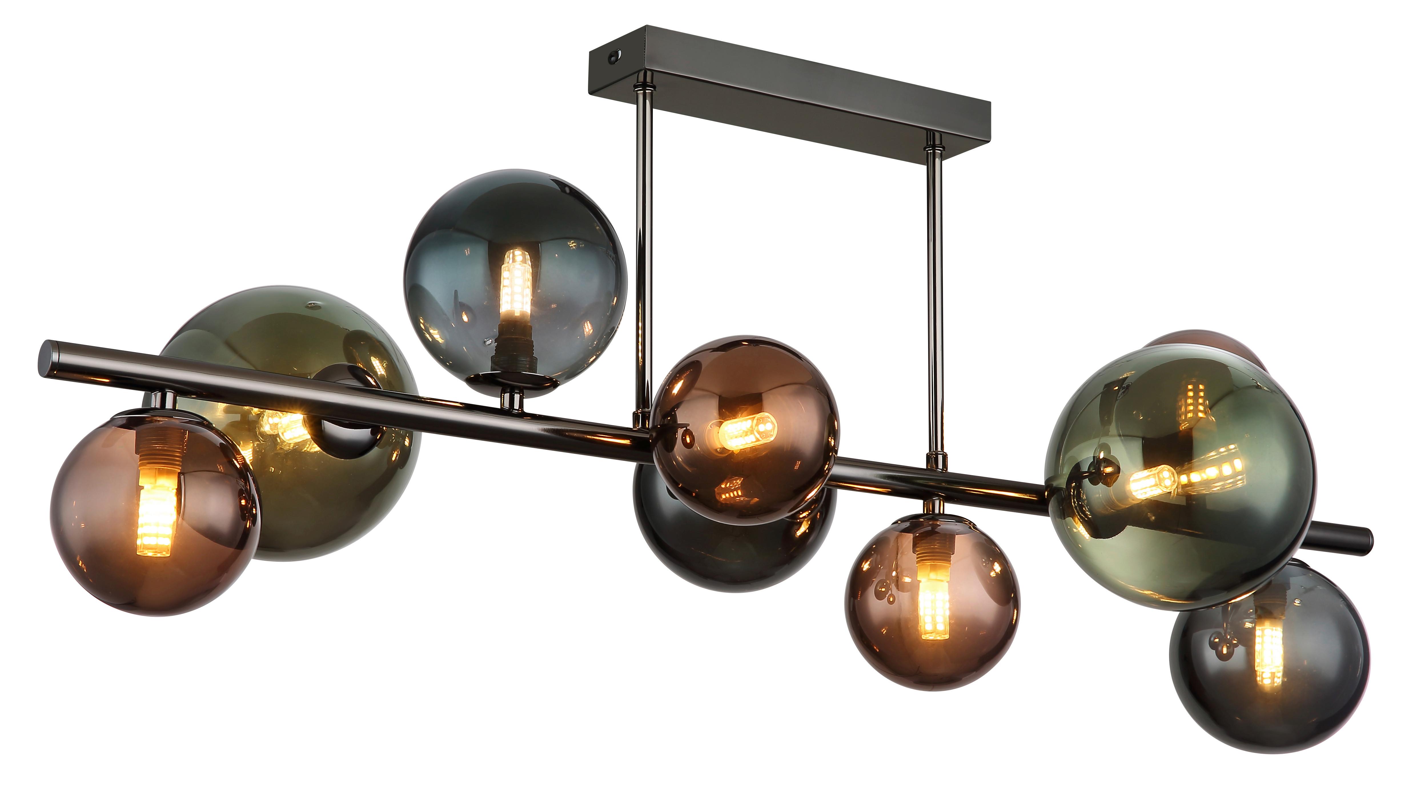 LED-Deckenleuchte Riha Grün/Grau/Bronze max. 3,5 Watt - Petrol/Bronzefarben, Design, Glas/Metall (87/30/38cm) - Globo