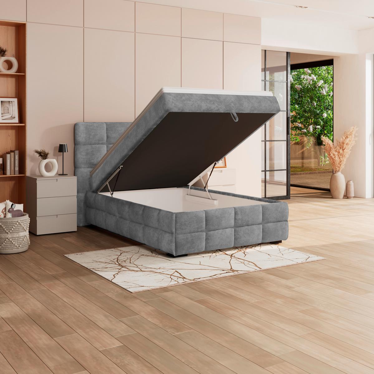 PAT BOX VEGA - verde/gri, Trend, lemn/textil (140/200cm) - Modern Living