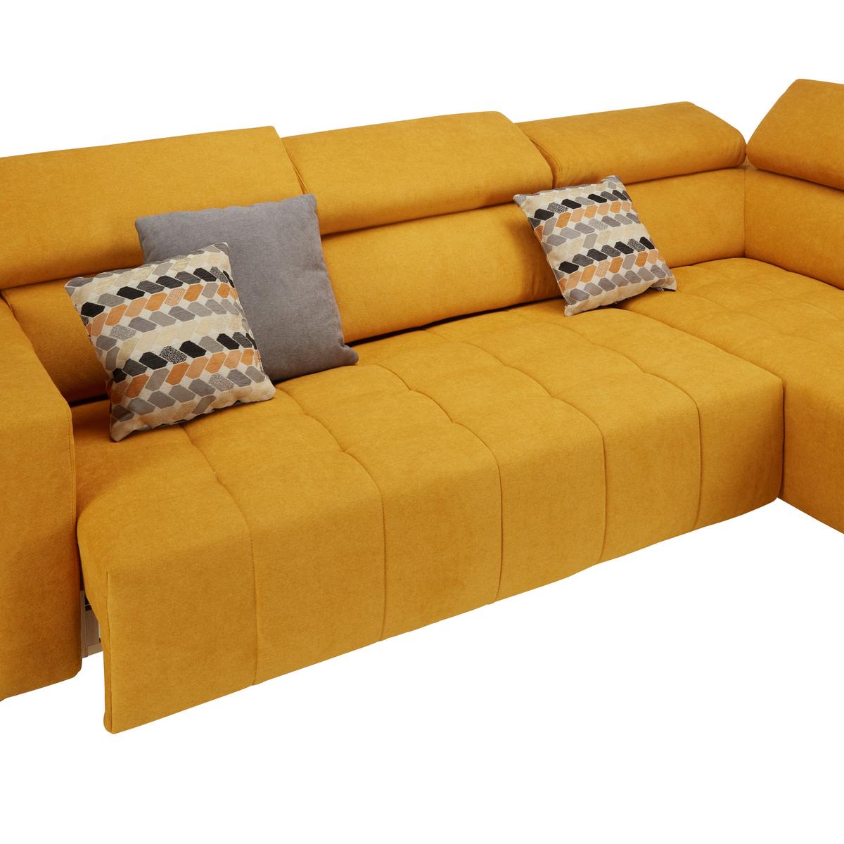 Ecksofa in Gelb - Gelb/Schwarz, Modern, Textil (295/201cm) - Premium Living