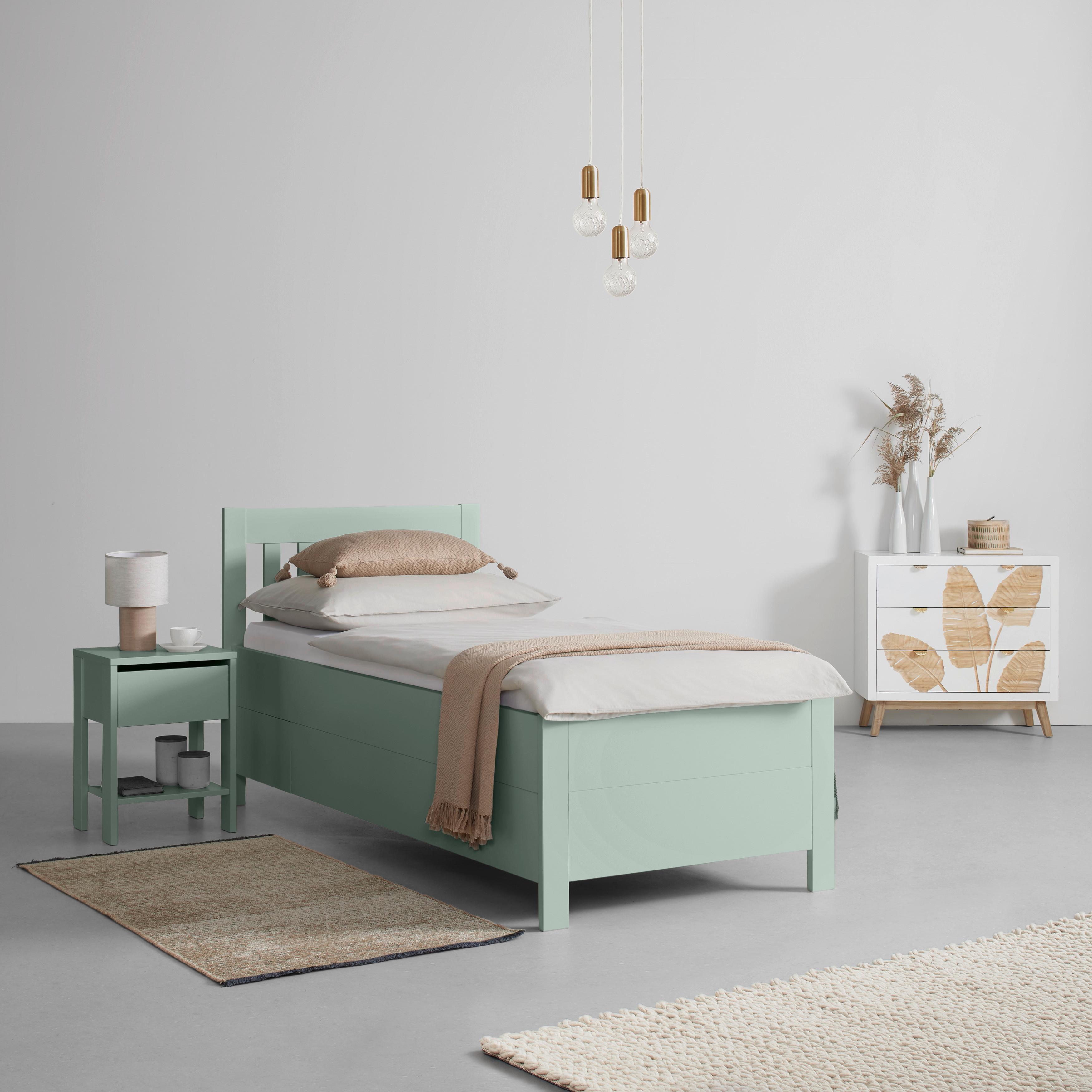SÄNG MED FÖRVARING NIZZA - Graugrün, Romantik / Lanthus, trä (90/200cm) - Mömax