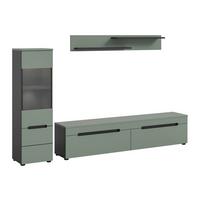 Dnevni Regal Canu, Sivozelena, Osvetlitev, 3-Delni - siva/črna, Design, umetna masa/leseni material (221/141/33cm) - Livetastic