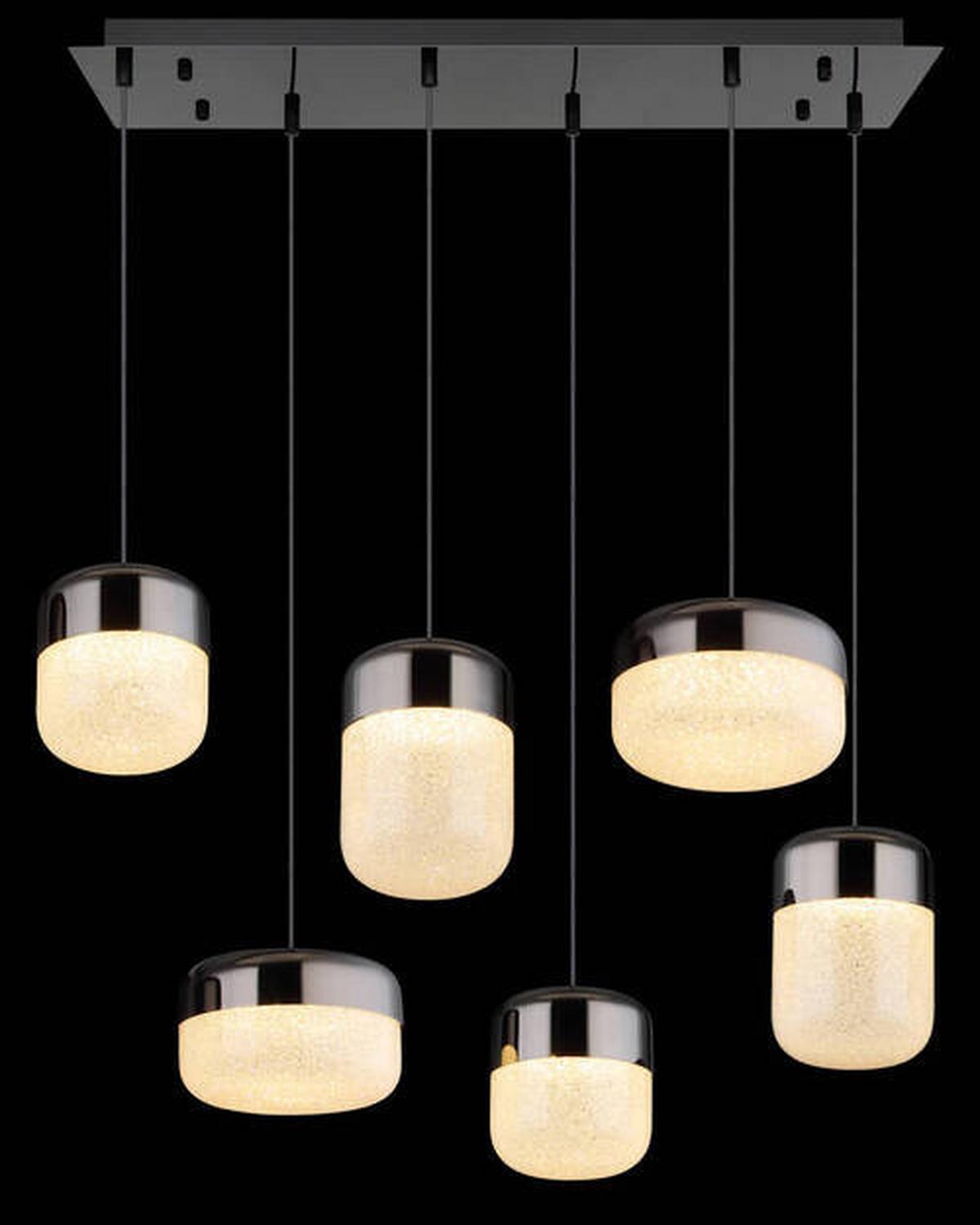 LED-Hängeleuchte Cristallica Graphitfarben max. 60 Watt - Klar/Graphitfarben, Design, Glas/Metall (80/32/150cm) - Globo