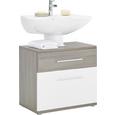 Waschbeckenunterschrank Weiß Hochglanz/braun - Dunkelbraun/Alufarben, KONVENTIONELL, Holzwerkstoff/Kunststoff (66/59/40cm) - premium living
