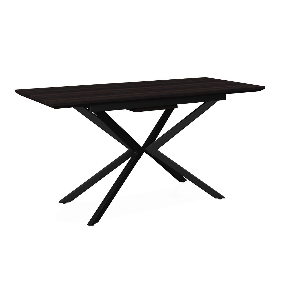 Esstisch ausziehbar Aki Walnussfarben MDF - Walnussfarben/Schwarz, MODERN, Holzwerkstoff/Metall (140-180/76/80cm) - Bessagi Home