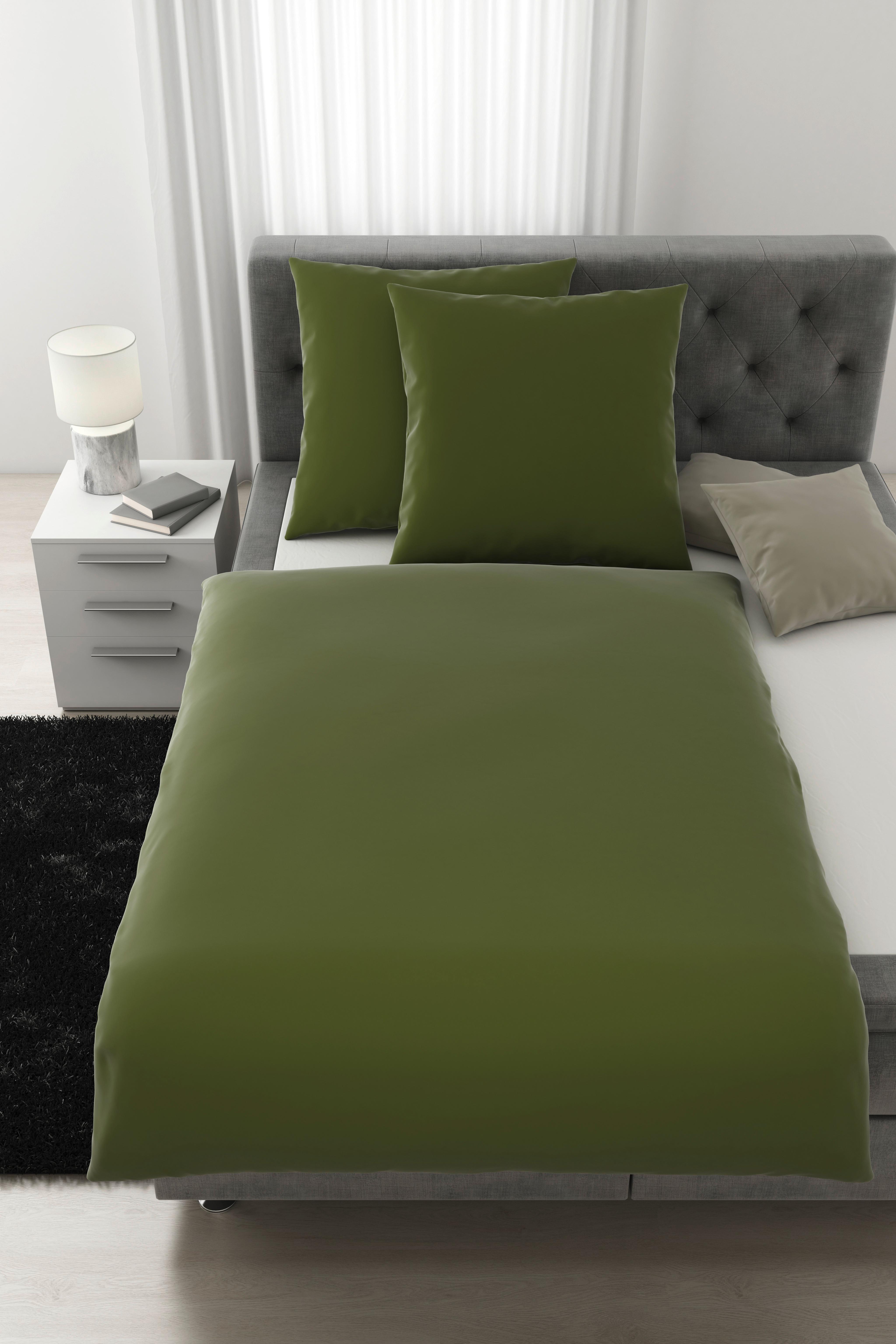 Bettwäsche Alex Uni XXL ca. 200x220cm - Olivgrün, MODERN, Textil (200/220cm) - Premium Living
