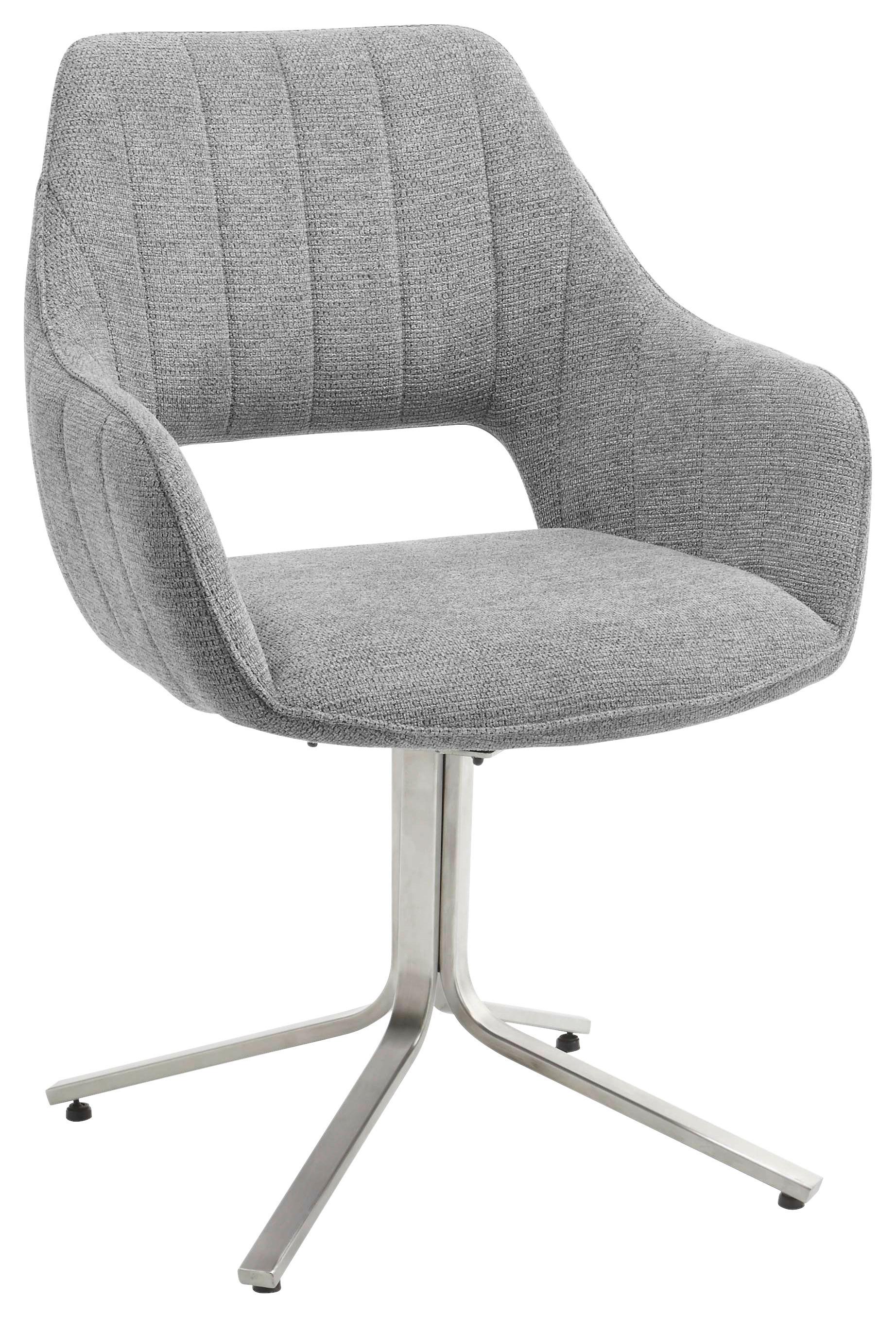 Armlehnstuhl Bacares in Grau - Edelstahlfarben/Grau, LIFESTYLE, Textil/Metall (62/88/63cm) - Premium Living