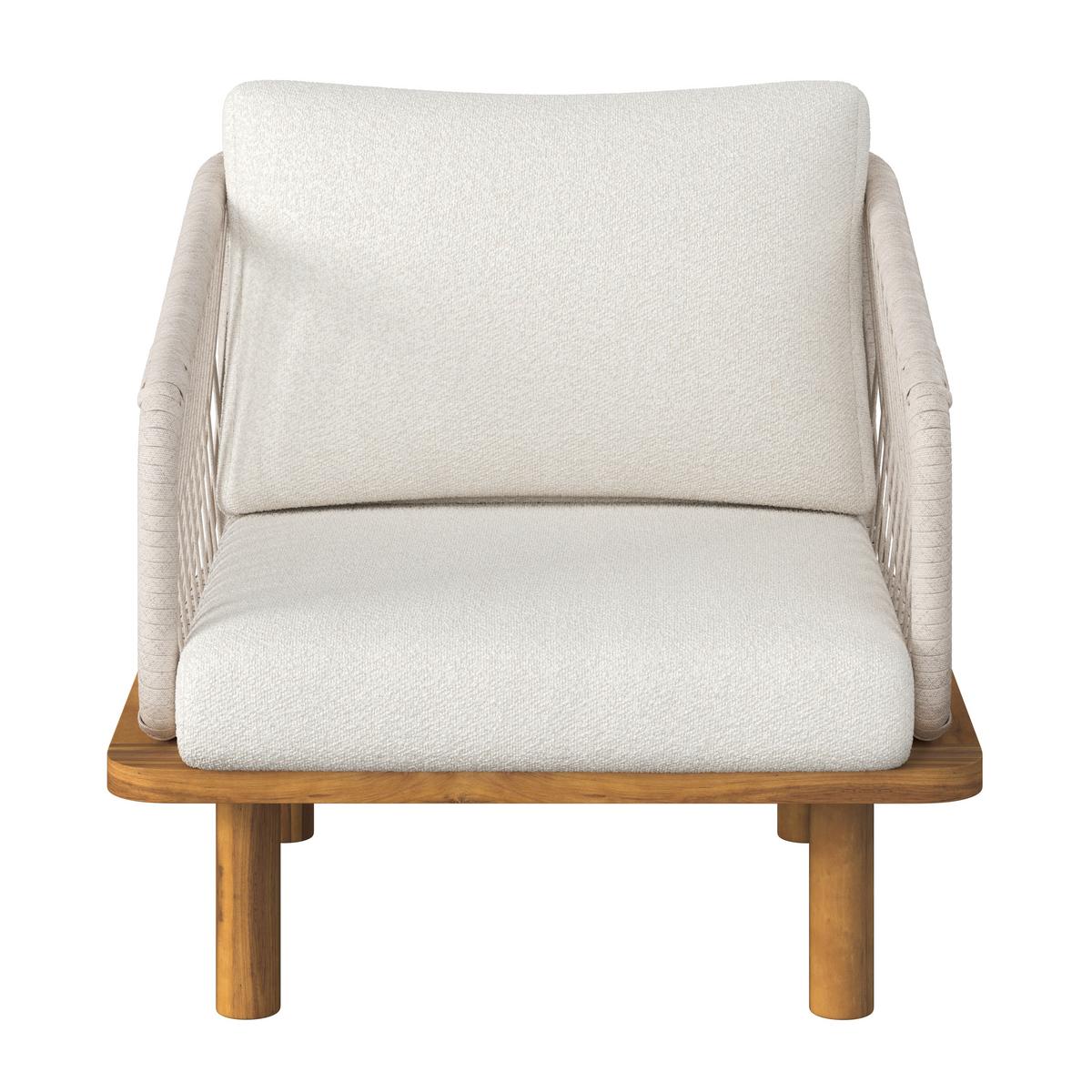 Loungegarnitur Mara Creme Echtholz/Textil/Metall - Weiss/Teakfarben, Modern, Holz/Textil (165/62,5/70cm) - Bessagi Garden