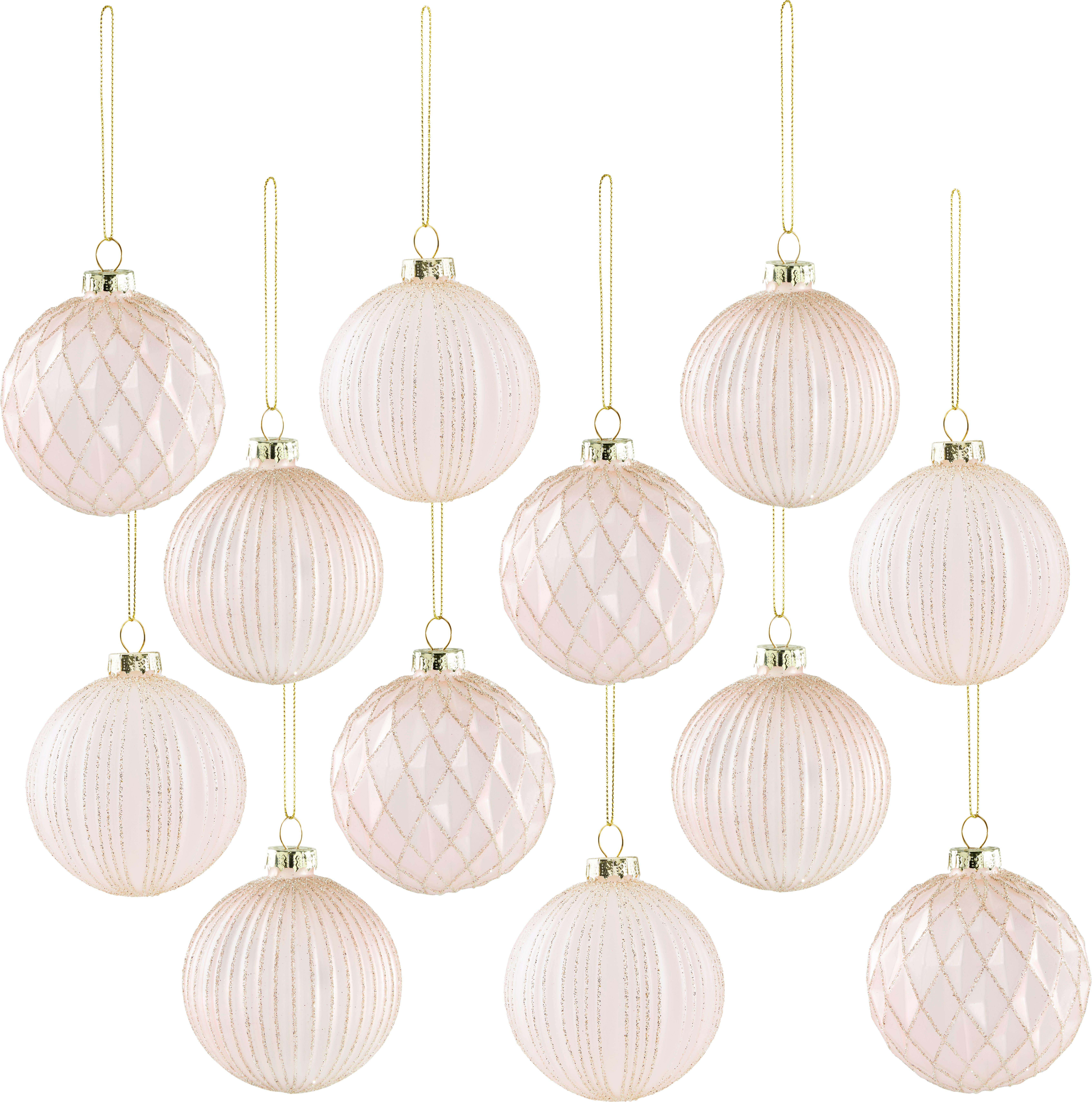 Karácsonyfagömbszett Miracle - Arany/Rózsaszín, Üveg/Fém (8cm) - Modern Living