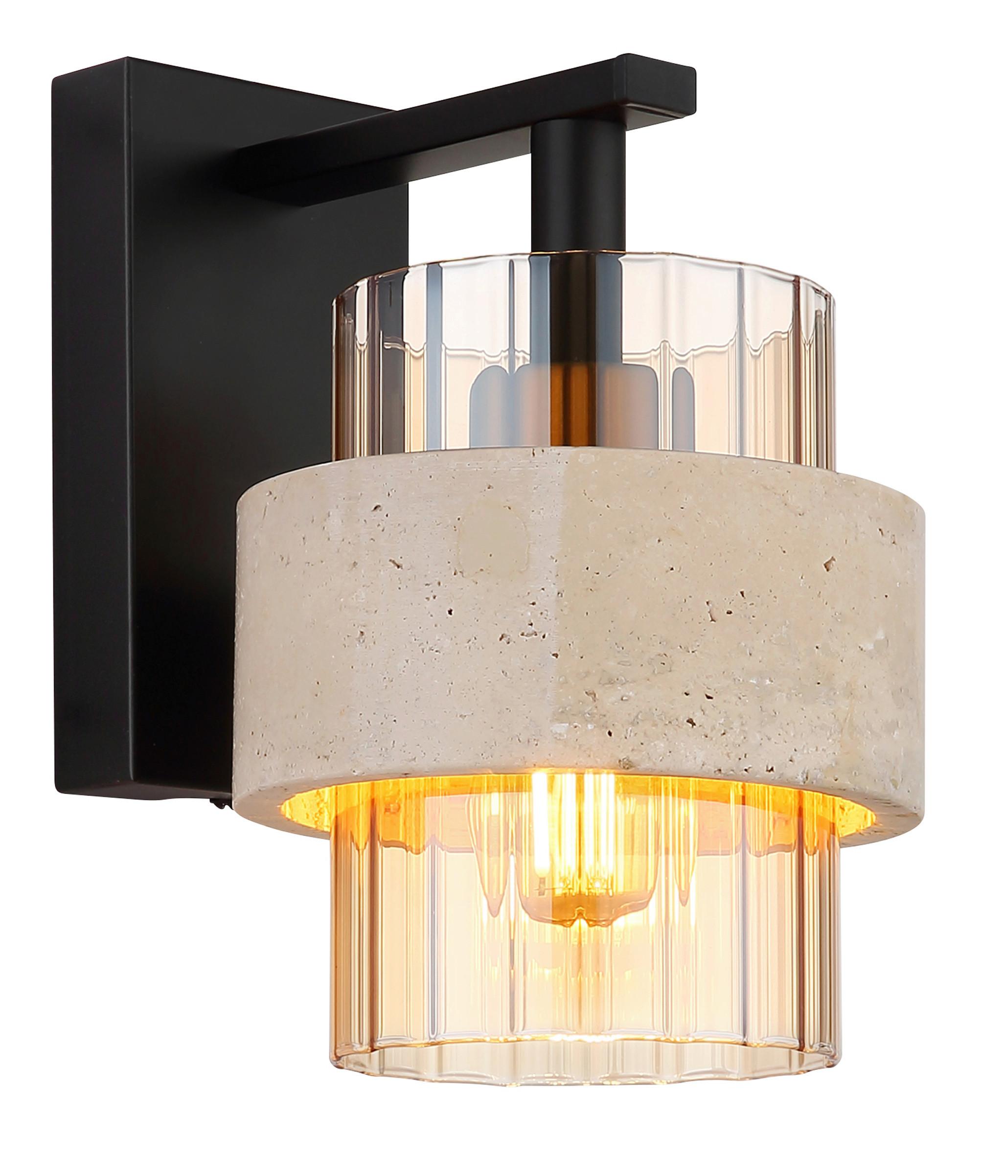 Zidna Lampa Daren - boja mesinga/bež, Osnovno, kamen/staklo (13,5/17,8/21cm)