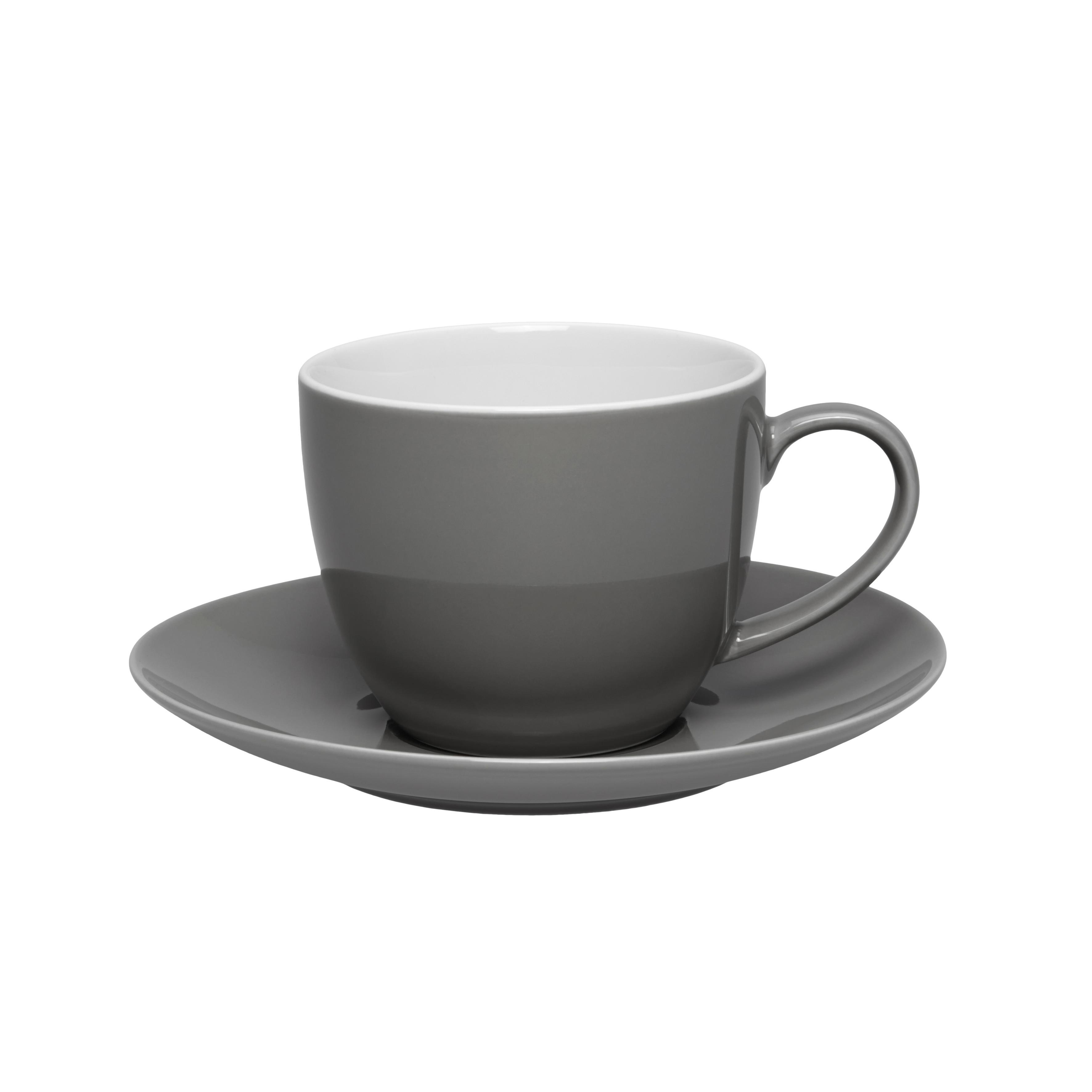 Kaffeetasse mit Untertasse Sandy aus Keramik ca. 250ml - Grau, KONVENTIONELL, Keramik (5/6,9cm)