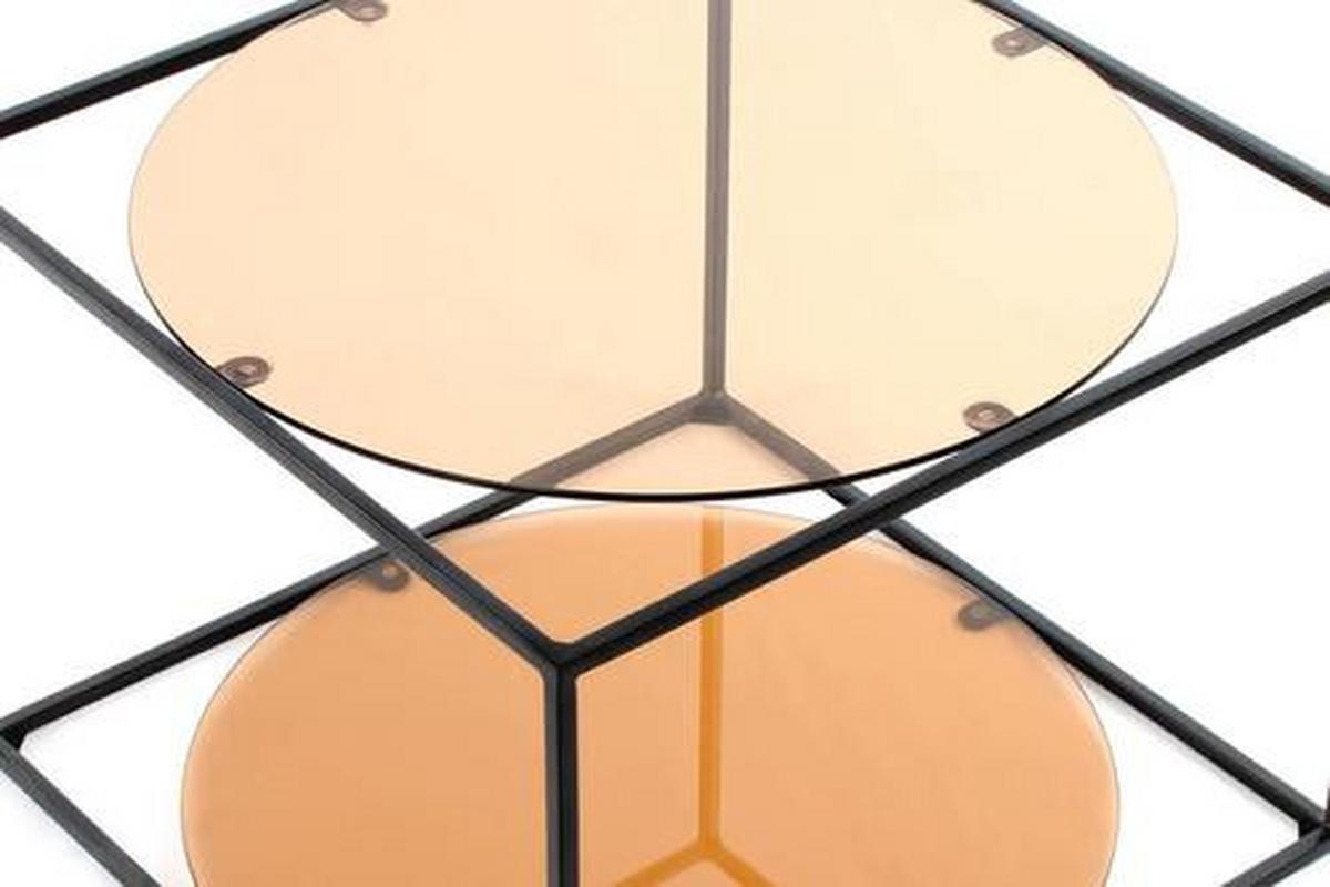 BEISTELLTISCH OJX93 - Terracotta/Schwarz, Basics, Glas/Metall (50/50/36cm) - Kayoom