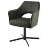 STOEL MET ARMELEUNINGEN VALLETTA - Olijfgroen/Zwart, Konventionell, Textiel/Metaal (61/85/60cm) - Premium Living