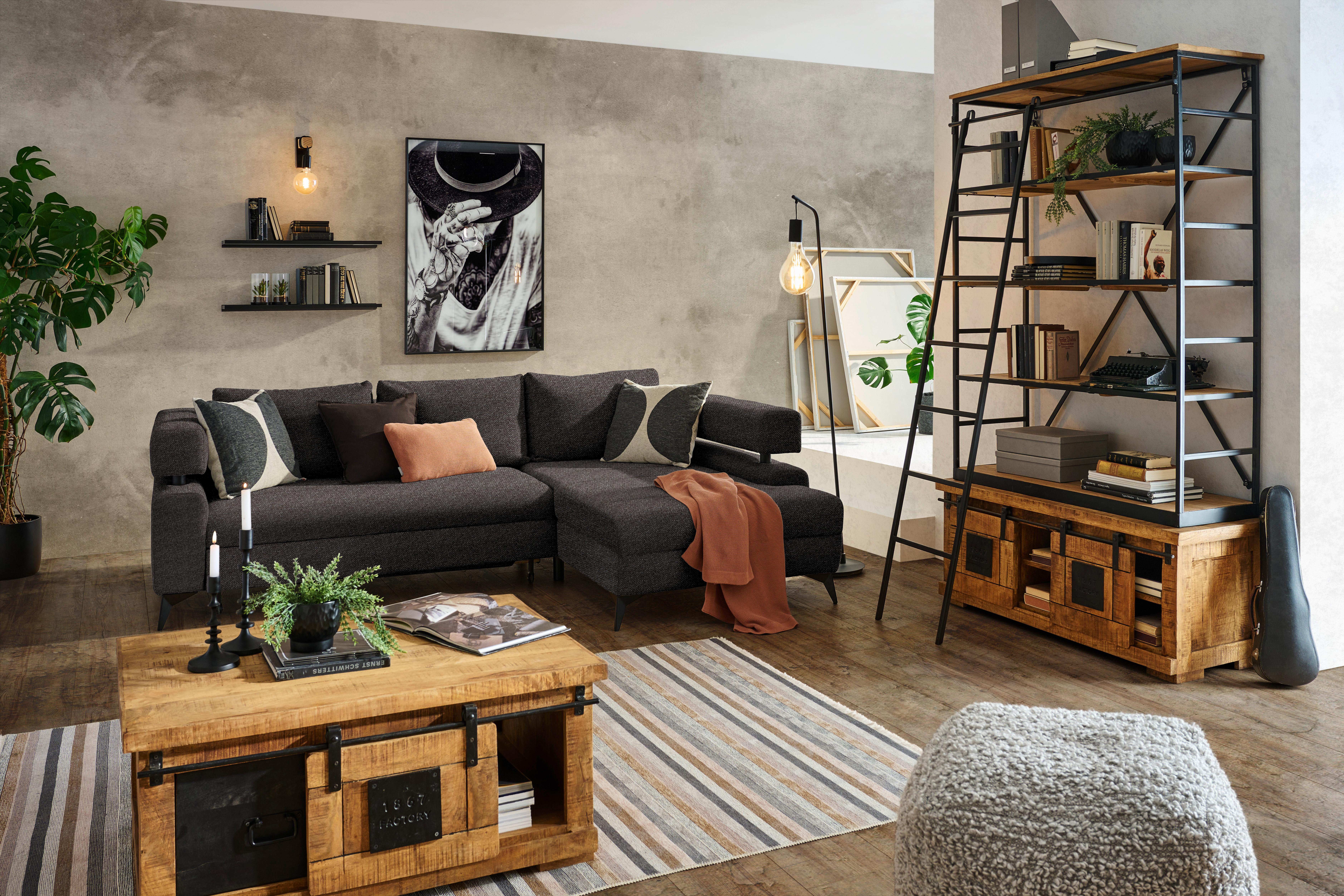 Kutna Garnitura Rosalie - tamno smeđa/crna, Konvencionalno, tekstil/metal (265/184cm) - Modern Living