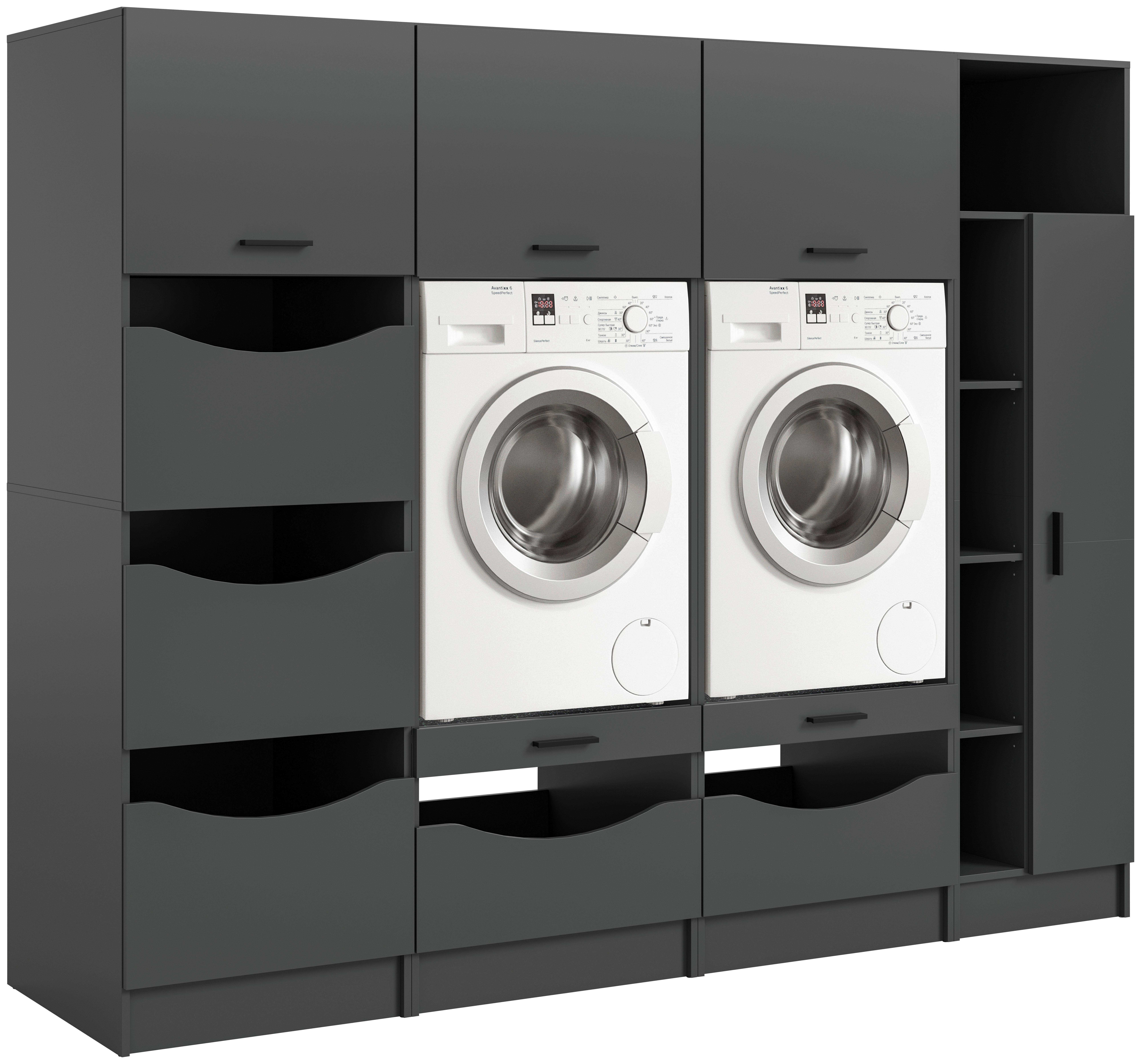 Omara Za Pralni In Sušilni Stroj Free, Antracit - antracit, Basics, leseni material (242/195/68cm) - MID.YOU