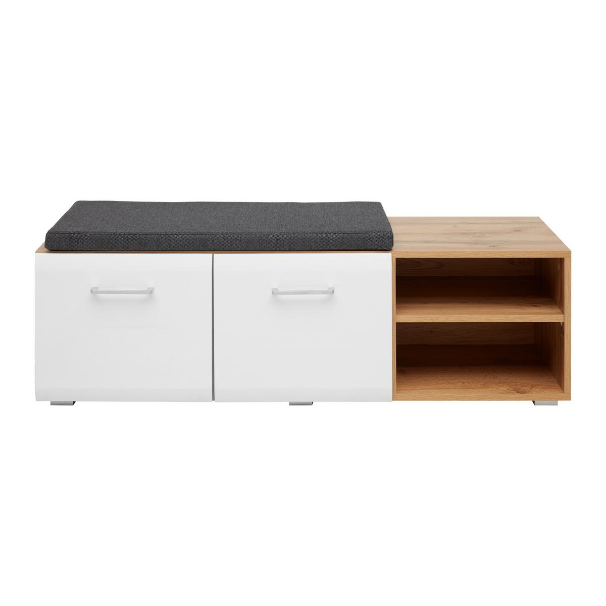 Garderobenbank in Grau/Weiß/Eichefarben - Konventionell, Holzwerkstoff (126/42/40cm) - Mömax