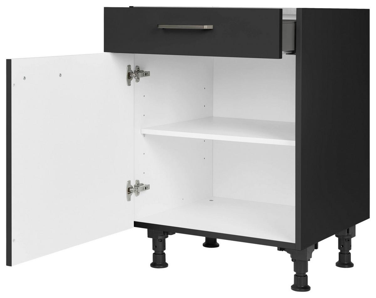 Schubkastenunterschrank Touch Schwarz - Edelstahlfarben/Schwarz, MODERN, Holzwerkstoff/Metall (60/87/56cm) - Nobilia