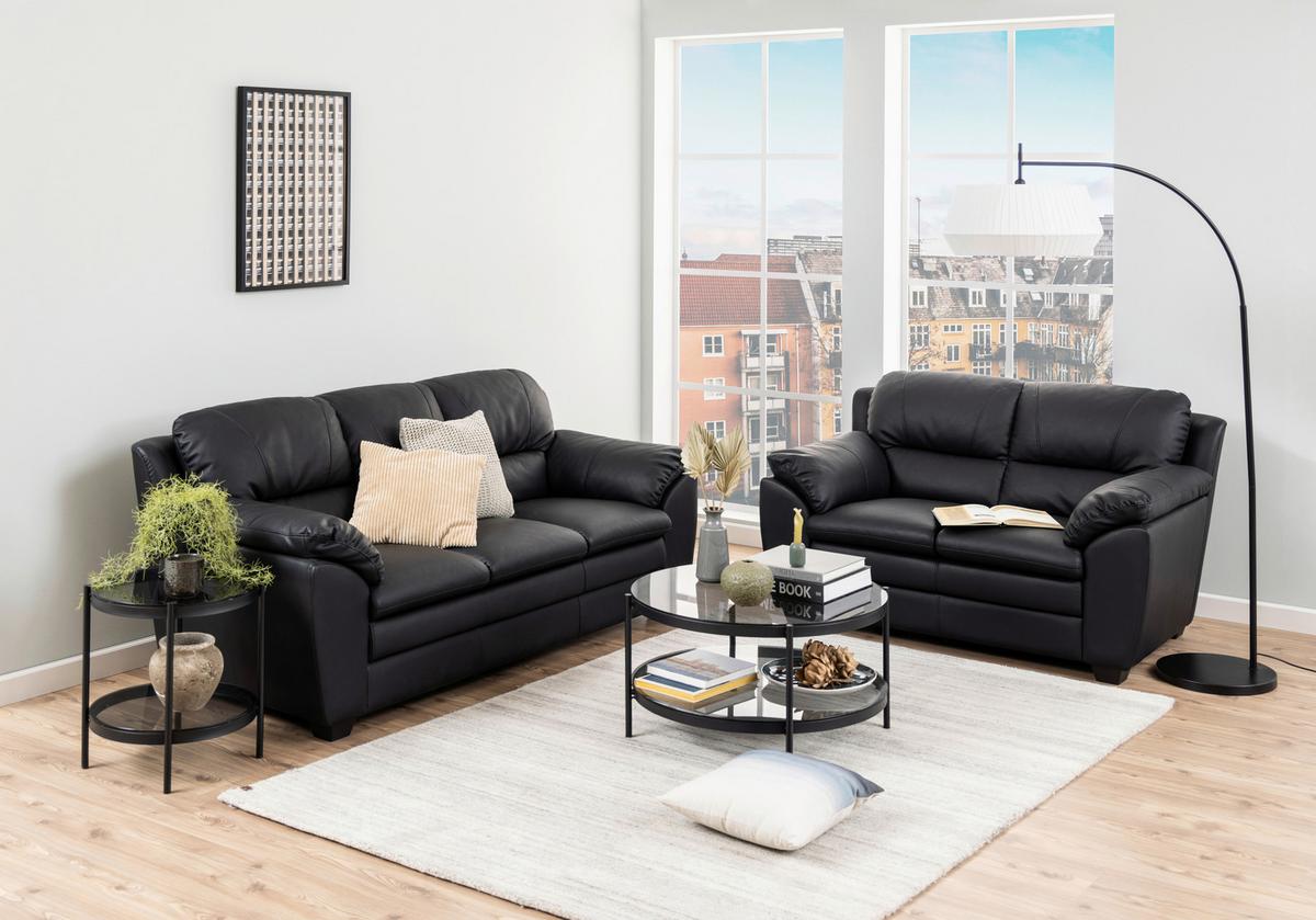 Dohányzóasztal Bayonne - fekete/világosbarna, üveg/fém (79/42cm)