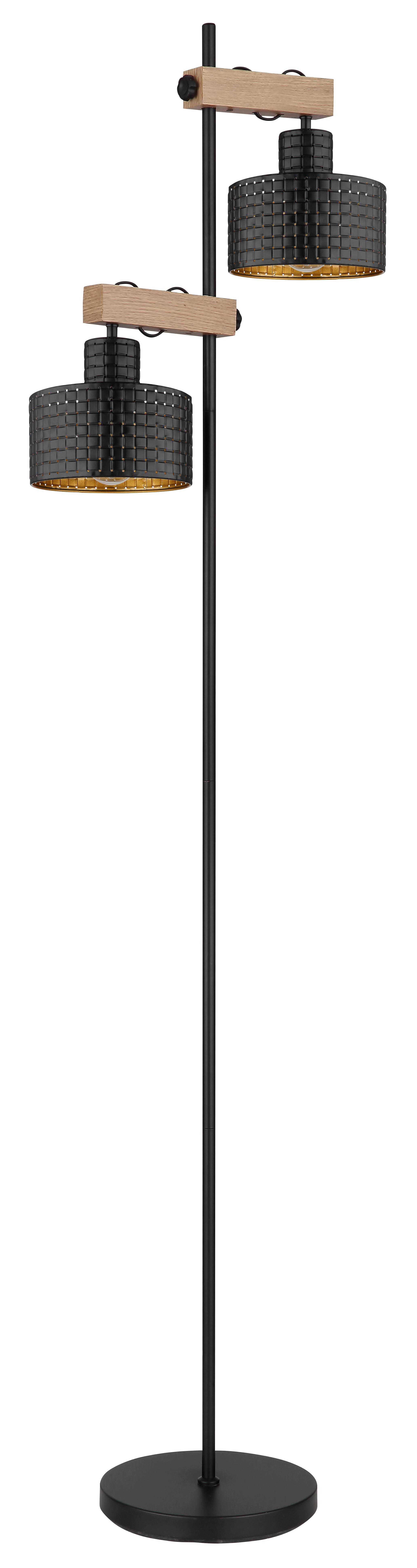 Stehleuchte Rielly in Schwarz/Gold max. 40 Watt - Dunkelbraun/Goldfarben, Design, Holzwerkstoff/Kunststoff (44/25/168cm) - Globo