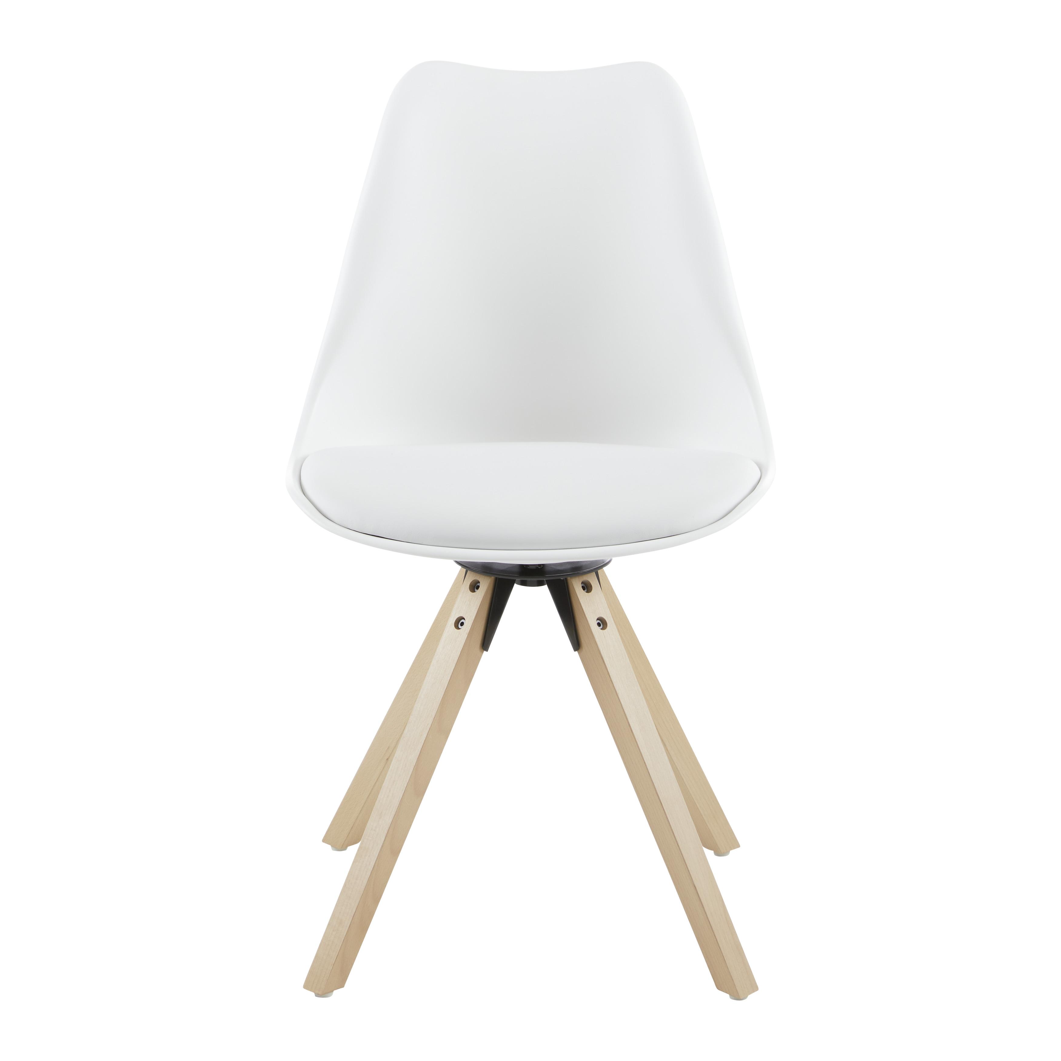 Stuhl "Ricky 2", drehbar, weiß, Echtholz Beine - Buchefarben/Weiß, MODERN, Holz/Kunststoff (56/85/49cm) - Bessagi Home