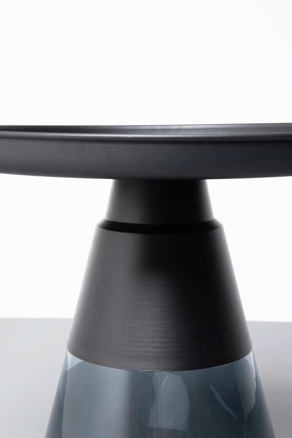 Beistelltisch Bottiglia Schwarz/Blaugrau - Blaugrau/Schwarz, MODERN, Glas/Metall (50/52/50cm) - Kare-Design