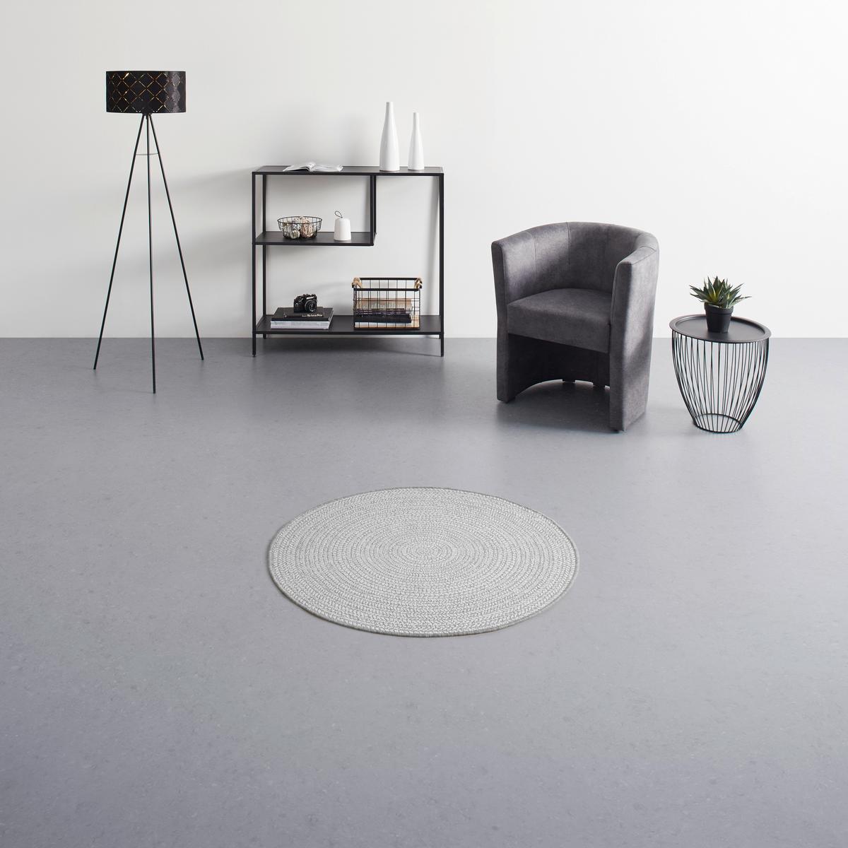 Flachwebeteppich Line in Grau Ø ca. 160cm - Grau, MODERN, Textil (160cm) - Modern Living