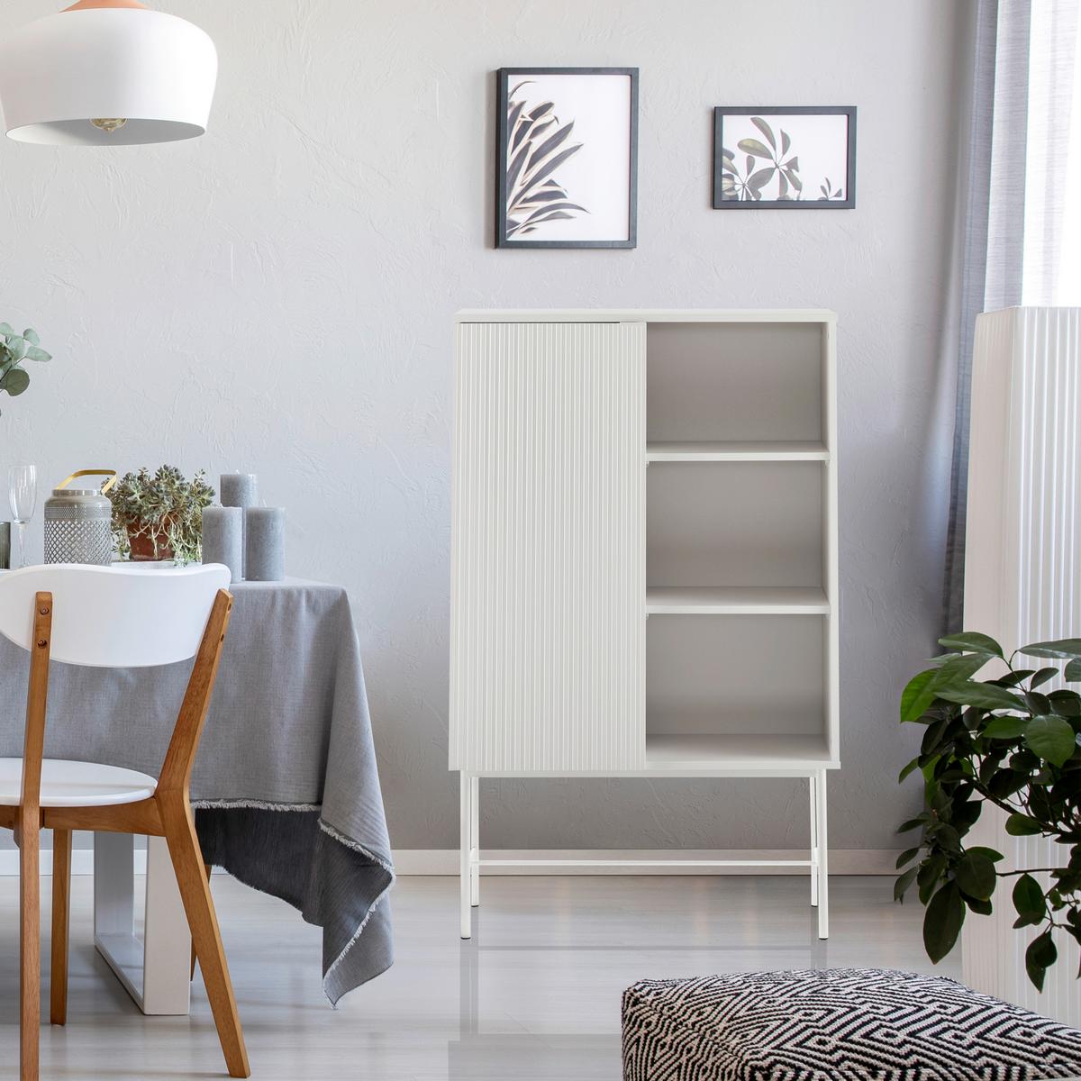 Regal Sio, Siva - siva, Moderno, kovina/leseni material (82/35/130cm) - MID.YOU