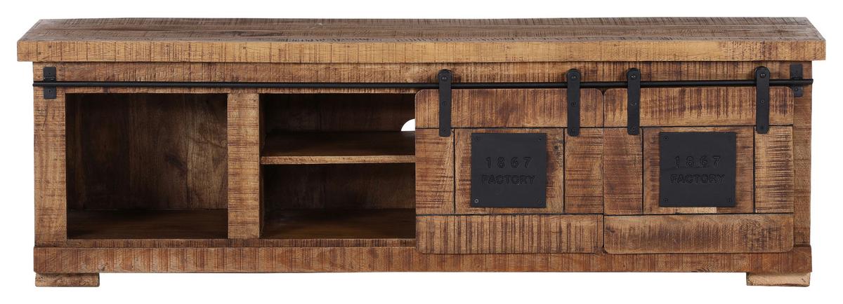 KOMODA NISKA BARNEY - kolor naturalny/czarny, Konventionell, metal/drewno (160/50/45cm) - Landscape