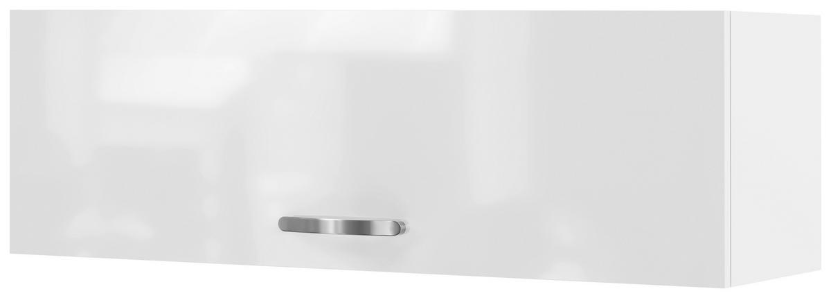 Küchenoberschrank Alba Weiß - Edelstahlfarben/Weiß Hochglanz, KONVENTIONELL, Holzwerkstoff/Metall (100/32/32cm) - FlexWell