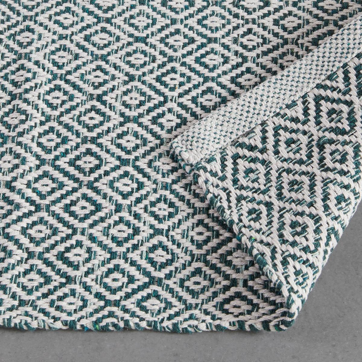 Handwebteppich Carola 1 in Grün ca. 60x120cm - Grün, Basics, Textil (60/120cm) - Modern Living
