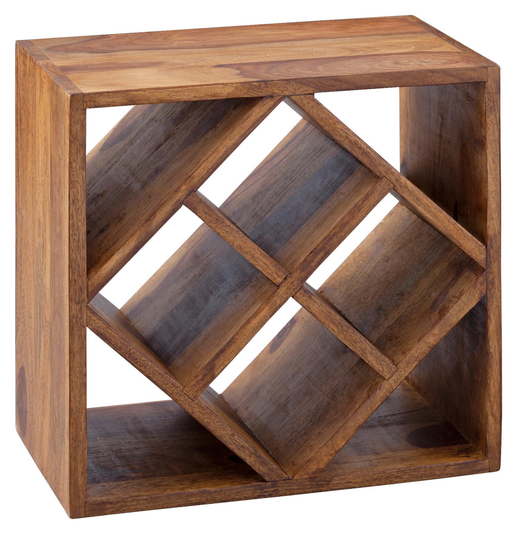 Weinregal aus Holz Sheesham massiv ca.40x40x25cm - Sheeshamfarben, MODERN, Holz (40/40/25cm) - MID.YOU