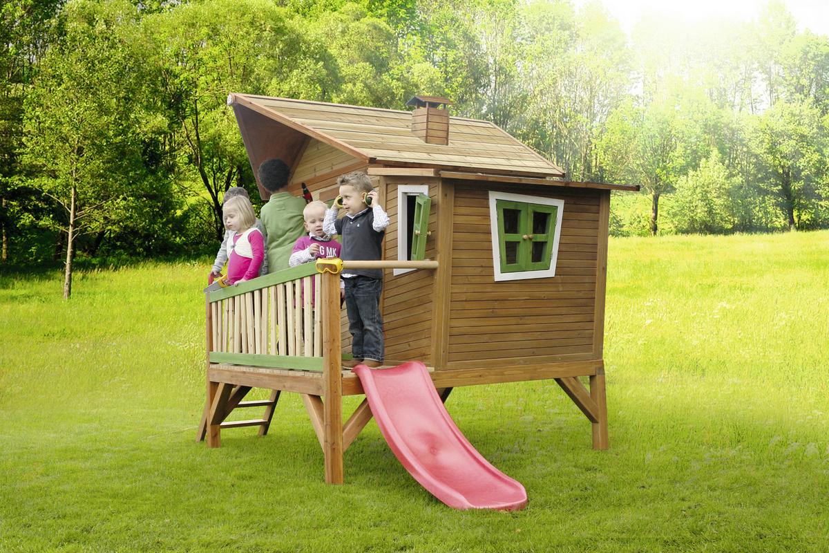 Spielhaus Emma aus Zedernholz Massiv - Rot/Braun, Basics, Holz (345/229/180cm)