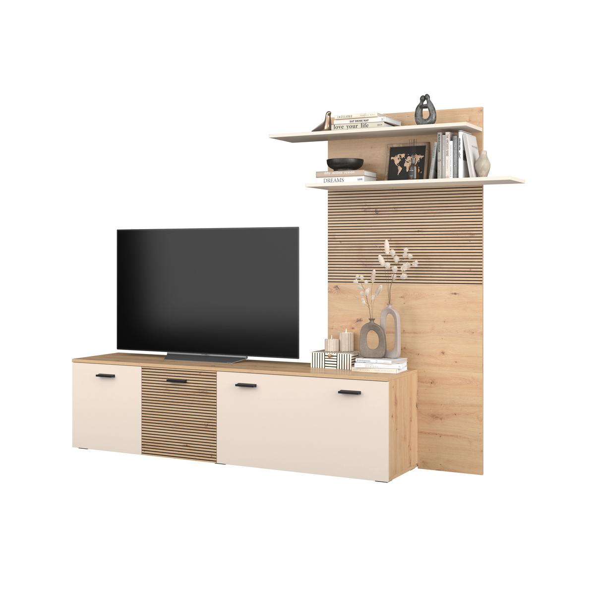 Dnevni Regal Free, Barva Hrasta, Kašmir - kašmir/črna, Moderno, umetna masa/leseni material (212/172/40cm) - Modern Living