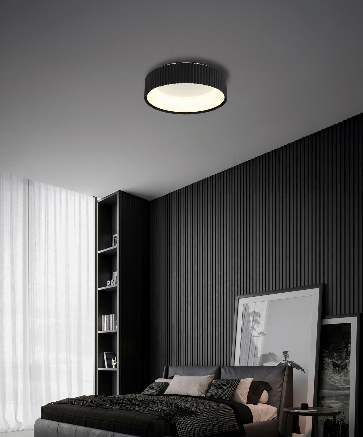 LED-DECKENLEUCHTE 15924DS KEMP - Weiss/Schwarz, Basics, Kunststoff/Metall (46/13cm) - Globo