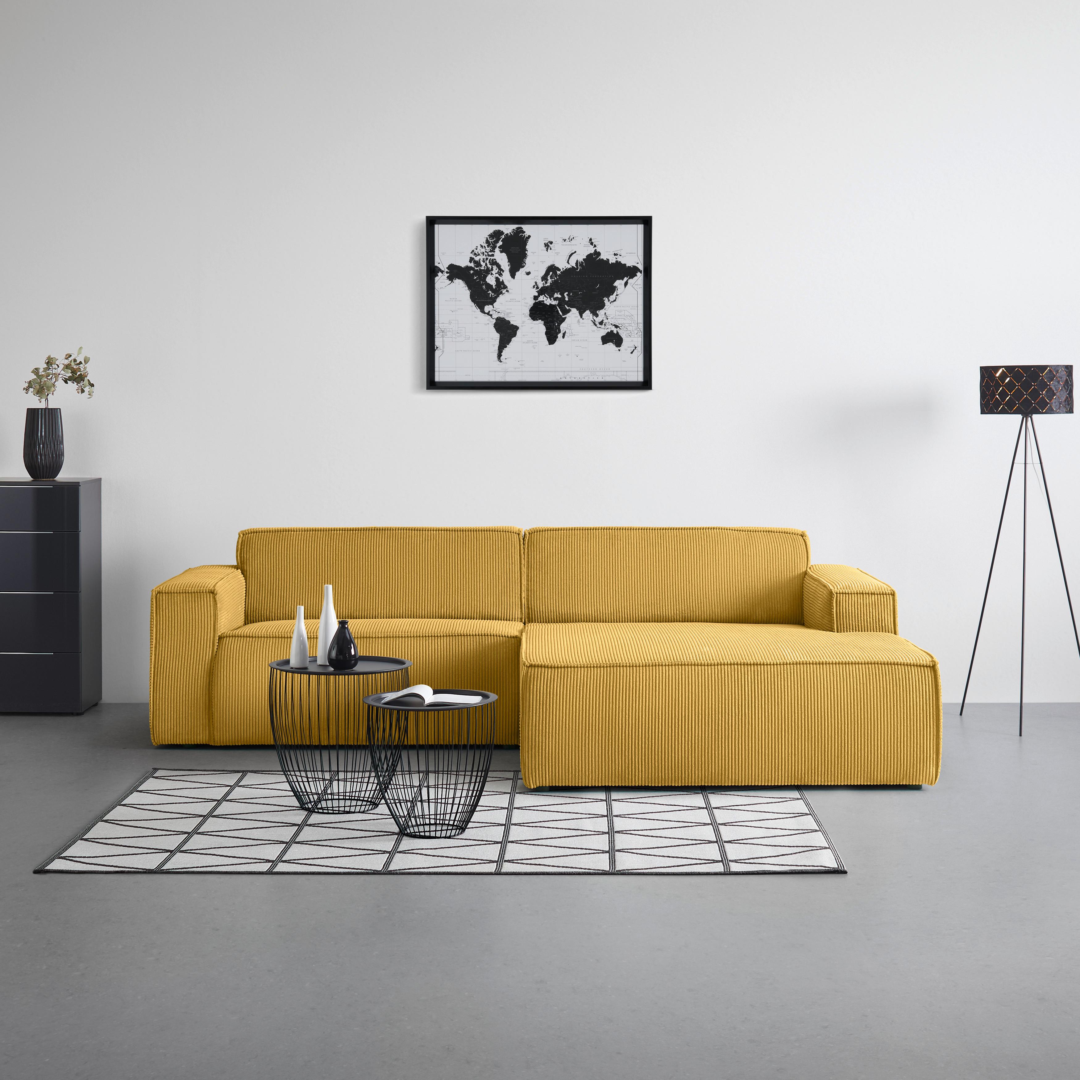 Wohnlandschaft Loft Senfgelb - Senfgelb/Schwarz, MODERN, Kunststoff/Textil (265/75/172cm) - Mömax