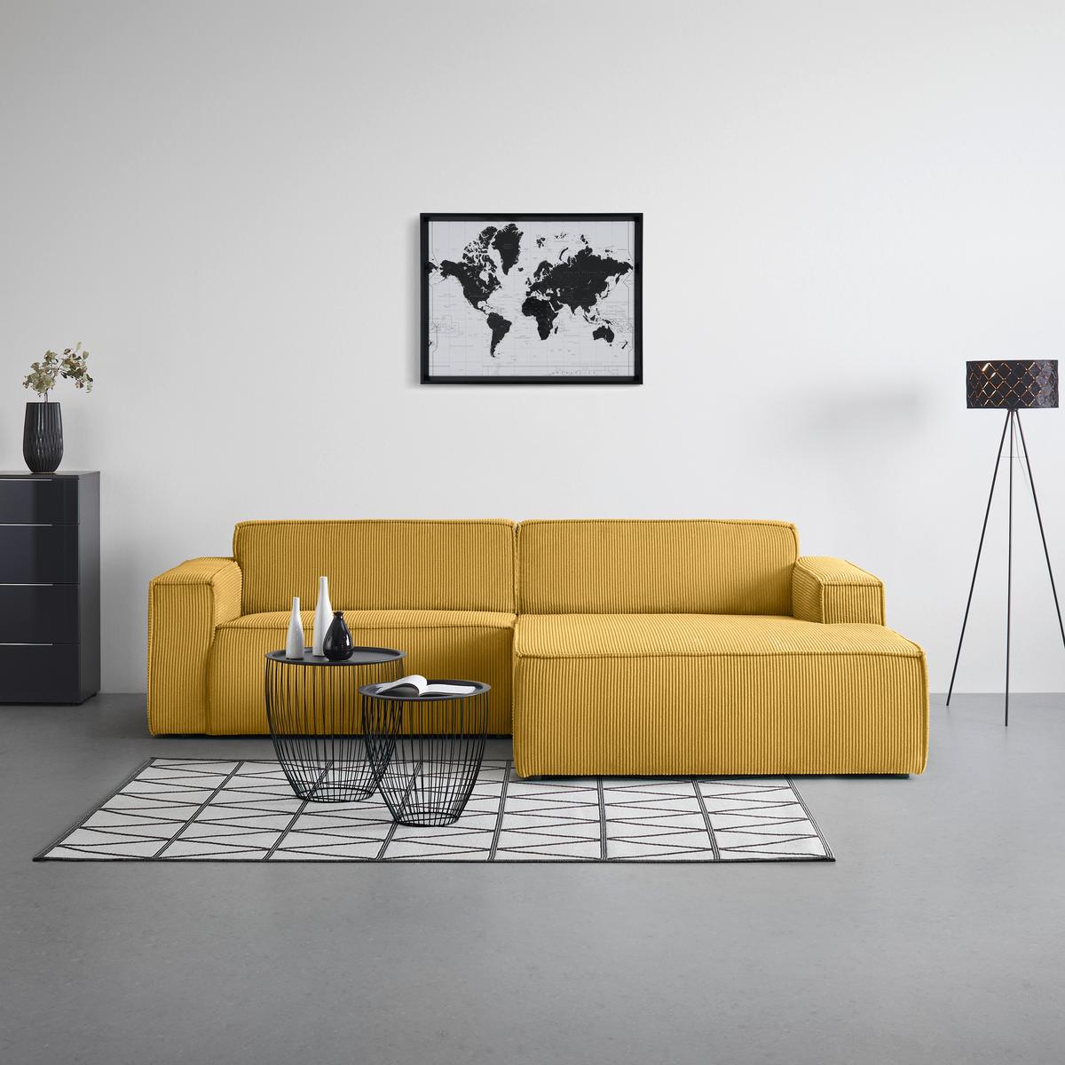 Wohnlandschaft Loft Senfgelb - Senfgelb/Schwarz, MODERN, Kunststoff/Textil (265/75/172cm) - Mömax