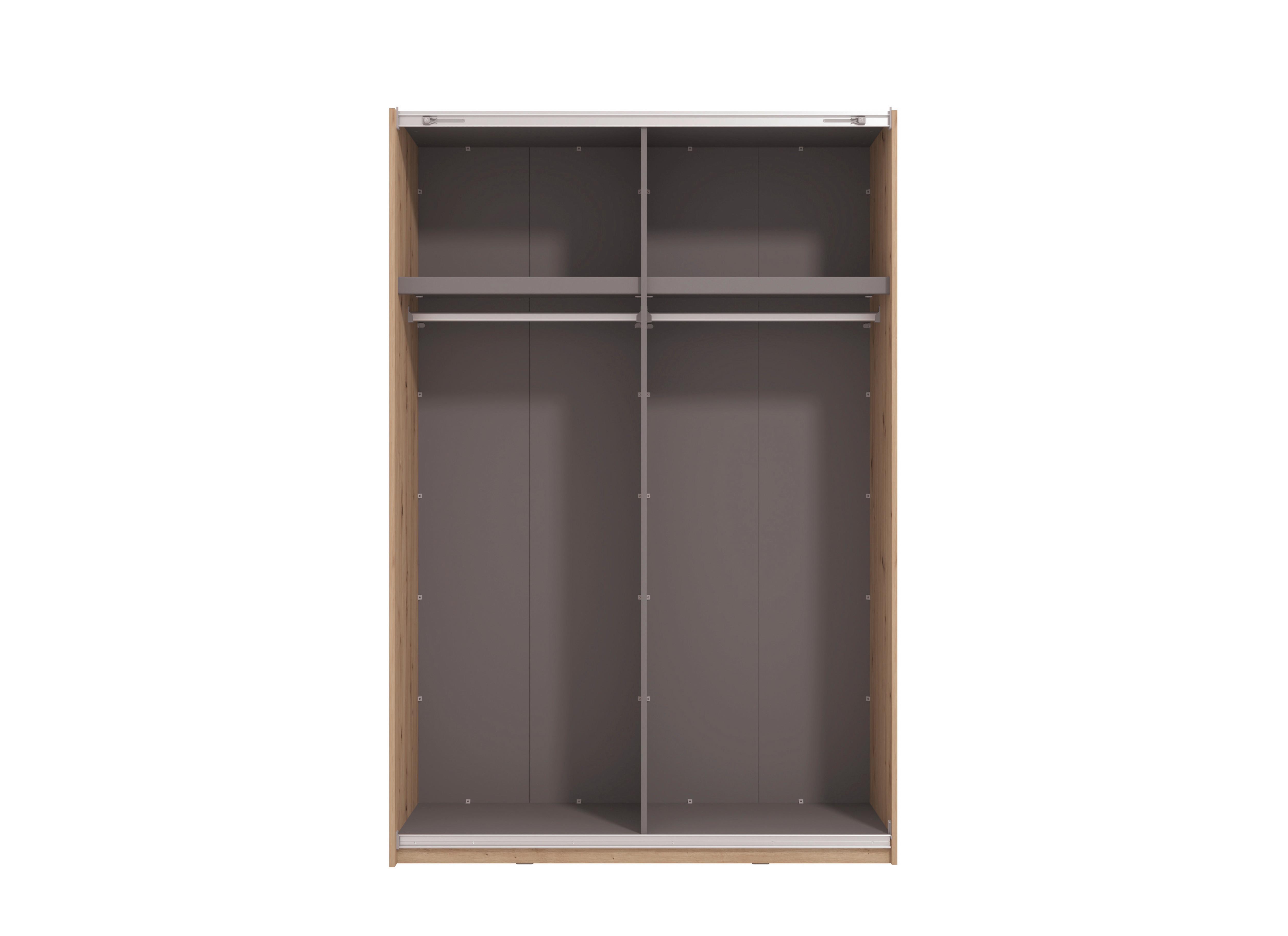 GARDEROB MED SKJUTDÖRRAR GARD 150 -TOP- - ek Artisan/svart, Klassisk, metall/trämaterial (146/217/61cm) - Mömax