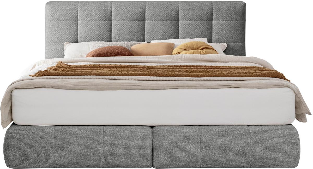 Boxspringbett Lavenito Grau ca. 200x200cm - Schwarz/Grau, KONVENTIONELL, Textil (200/200cm) - Premium Living