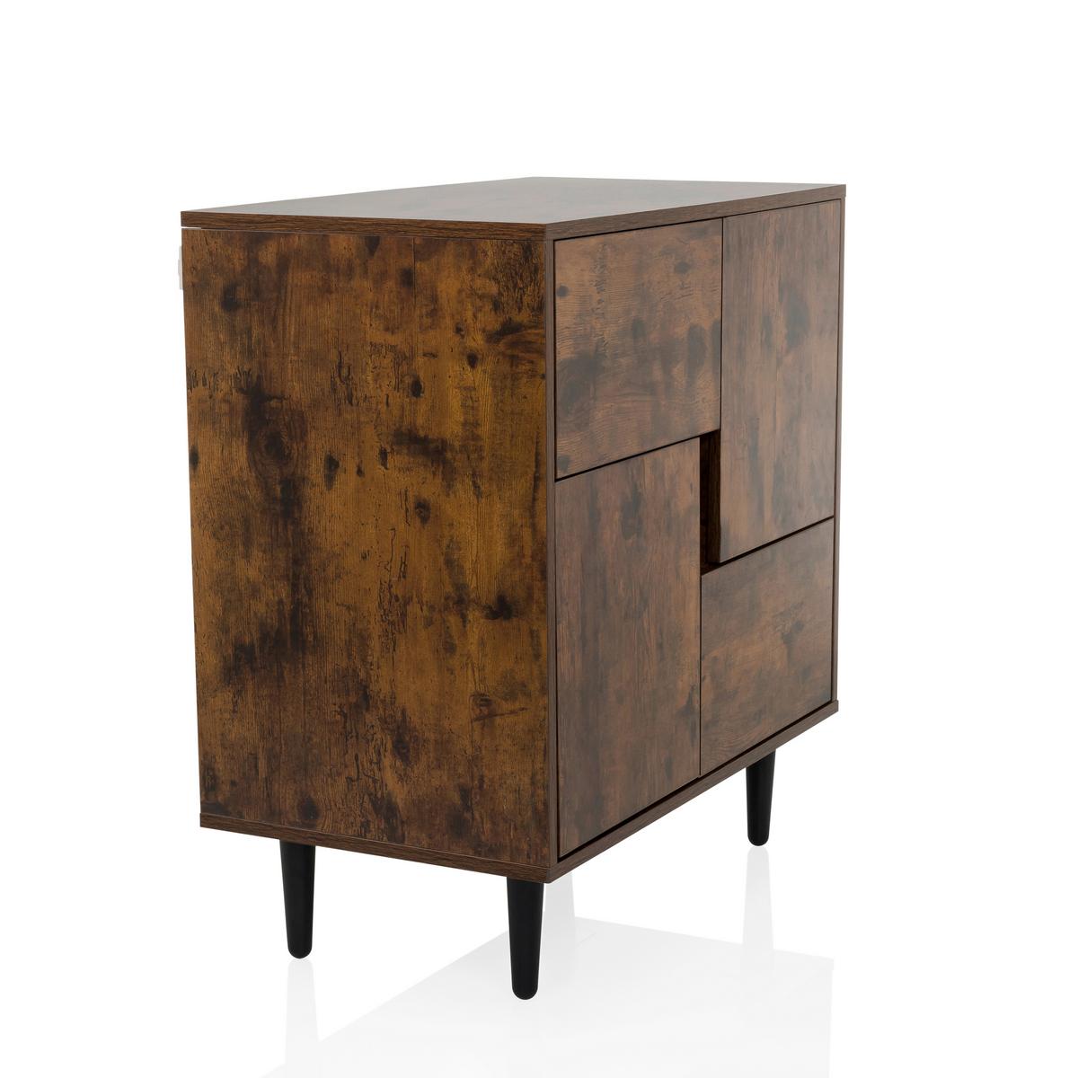 Komoda Lykkja, Rjava, Črna - črna/barve hrasta, Moderno, leseni material/les (72/77/39,5cm) - MID.YOU