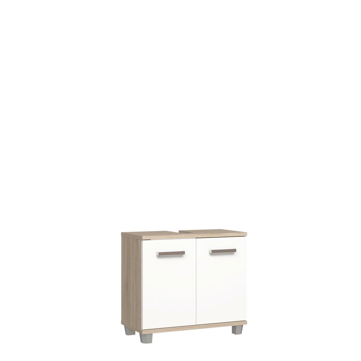 Mosdó Alatti Szekrény Veris - nemesacélszínű/Sonoma tölgy, Konventionell, műanyag/faalapú anyag (68,6/62/34,8cm) - Mömax