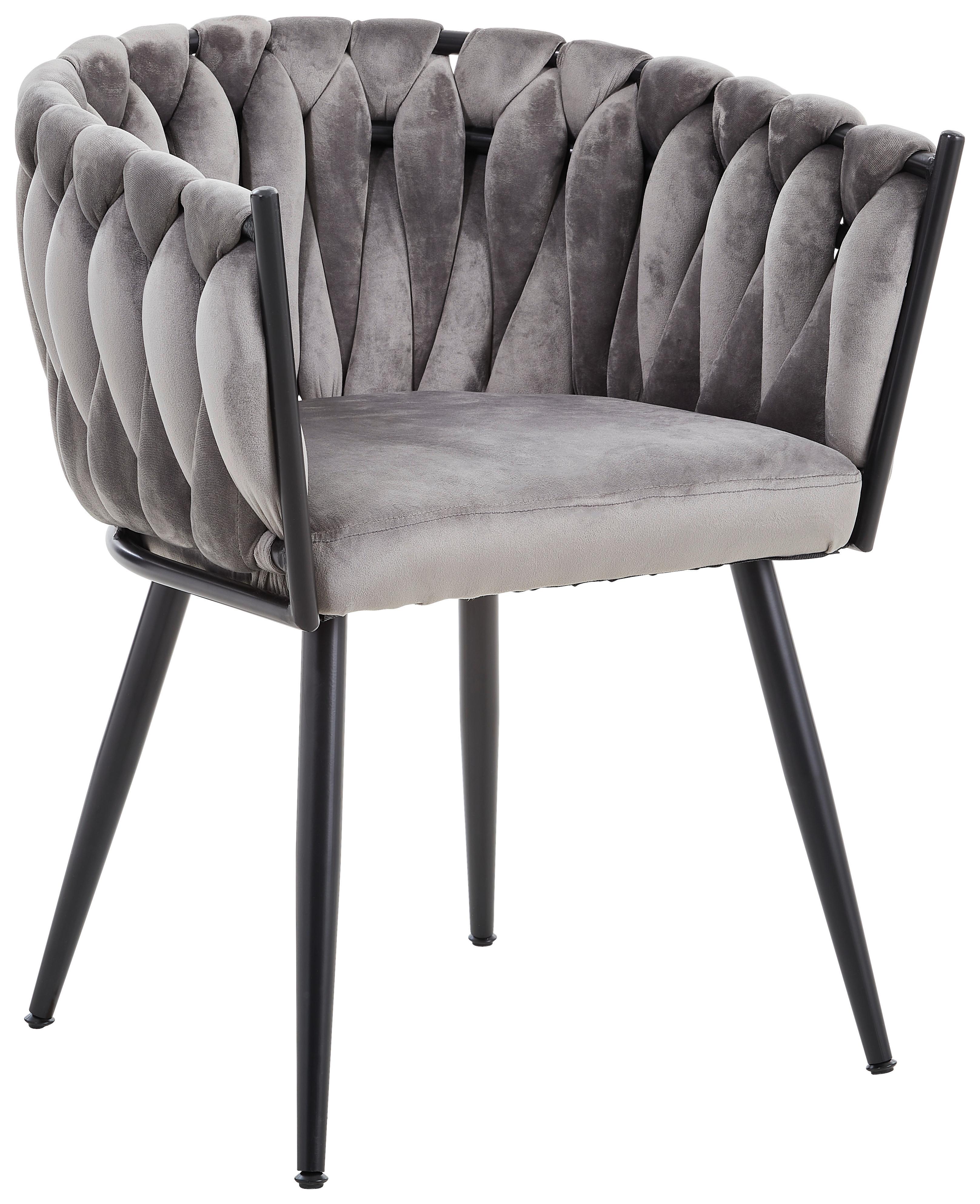 KRZESŁO Z PODŁOKIETNIKAMI WEAVY - ciemnoszary/czarny, Lifestyle, metal/tkanina (60/78/55cm) - Landscape