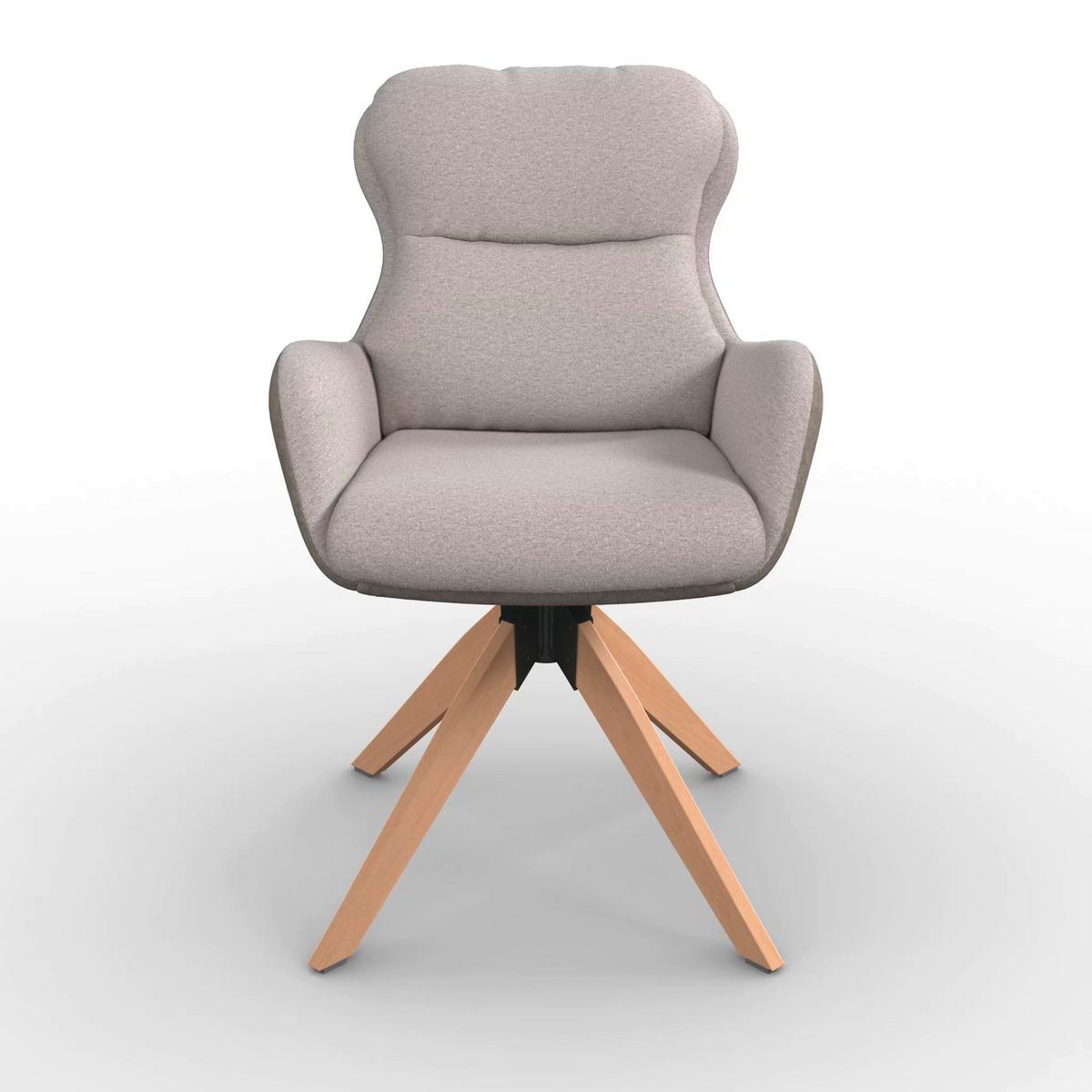 Armlehnstuhl Neelia Greige Webstoff Drehbar Gepolstert - Greige/Naturfarben, MODERN, Holz/Textil (71/60/94cm) - Bessagi Home