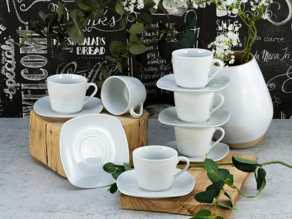 Kaffeeservice Square Weiß, 12-teilig - Weiß, Basics, Keramik (20/20/27,5cm) - Creatable
