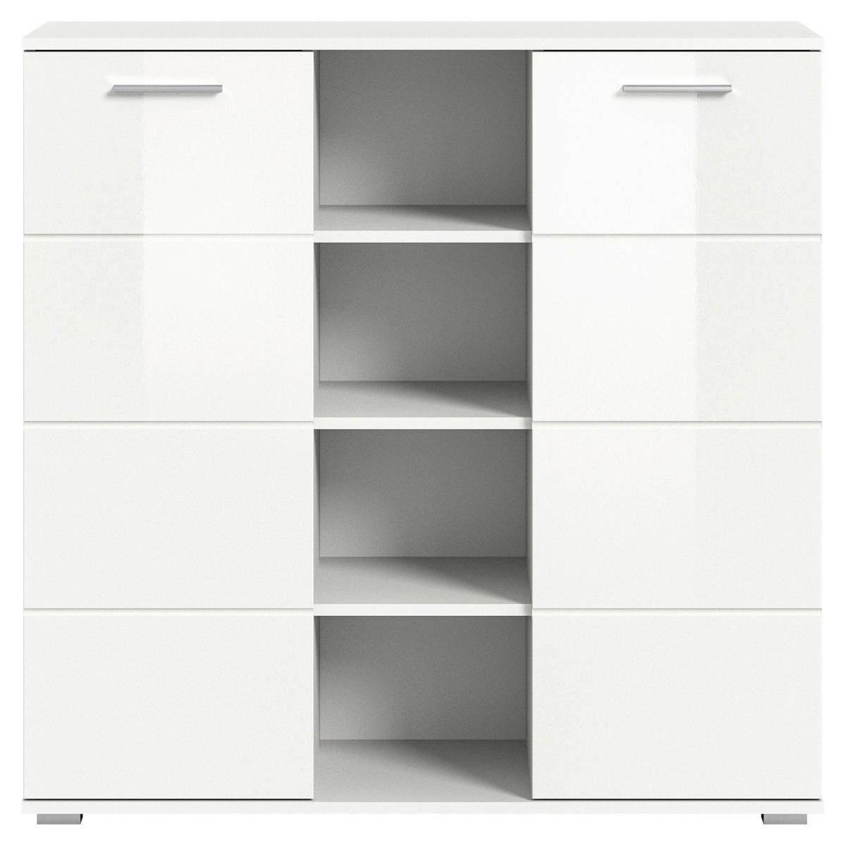 Omara Za Čevlje Prego, Bela Visok Sijaj - srebrne barve/bela, Design, umetna masa/leseni material (110/108/37cm) - Xora