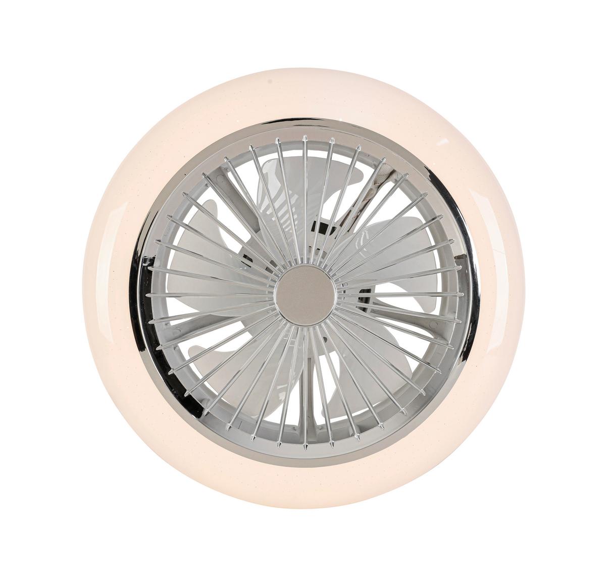 Deckenventilator Tuio Weiß/Chromfarben max. 0,07 W - Chromfarben/Weiß, MODERN, Kunststoff (45/16cm) - Mömax