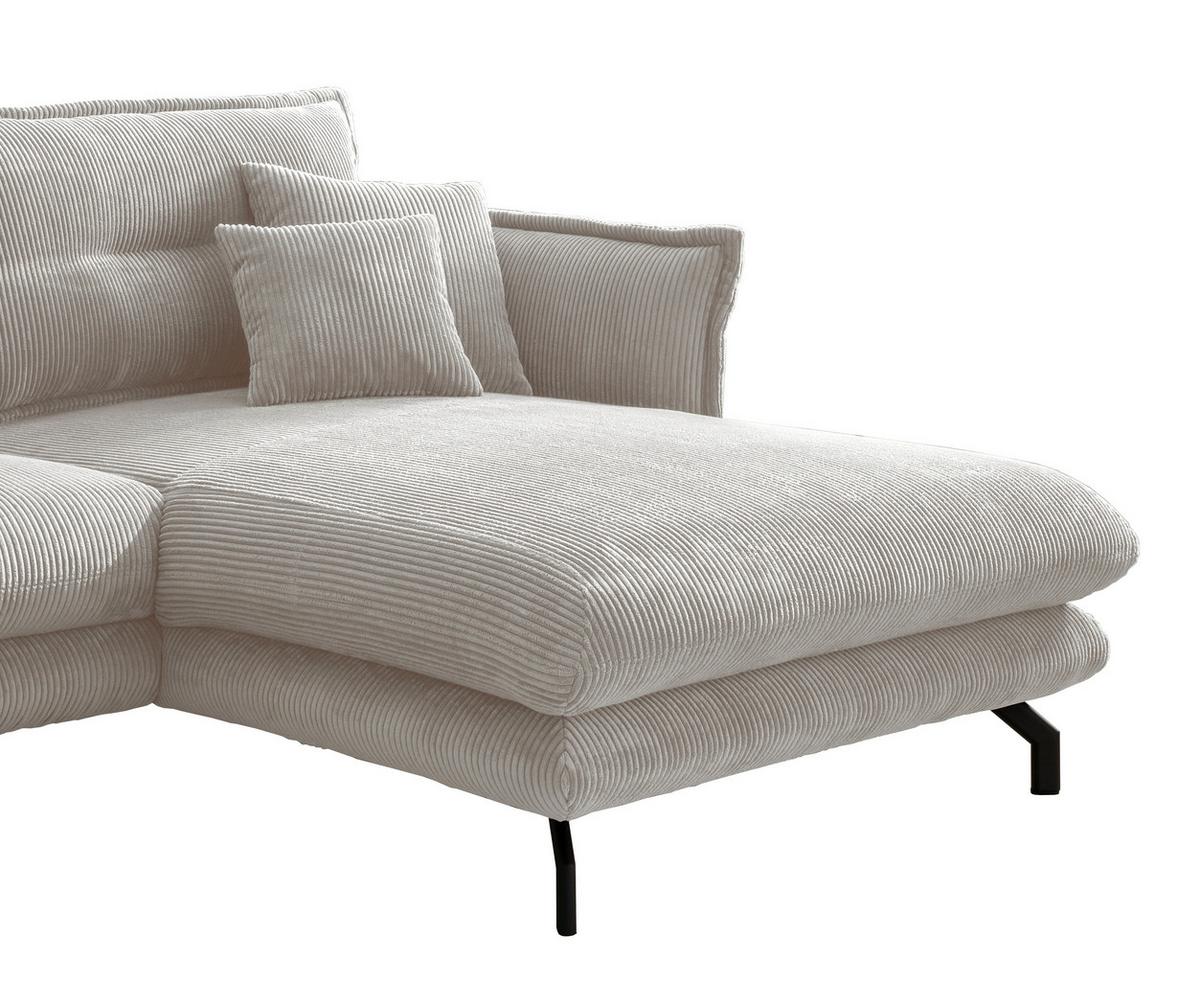 Wohnlandschaft Lava Silberfarben Cord - Silberfarben/Schwarz, MODERN, Textil/Metall (255/180cm) - Livetastic