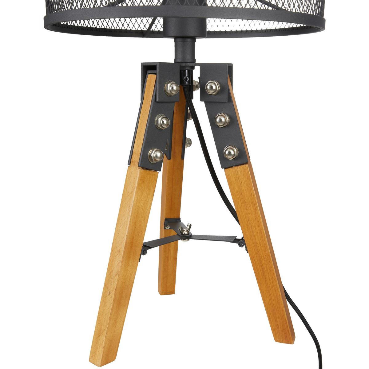 Asztali Lámpa Seraphina - fekete, Modern, fém/fa (30/50cm) - Bessagi Home