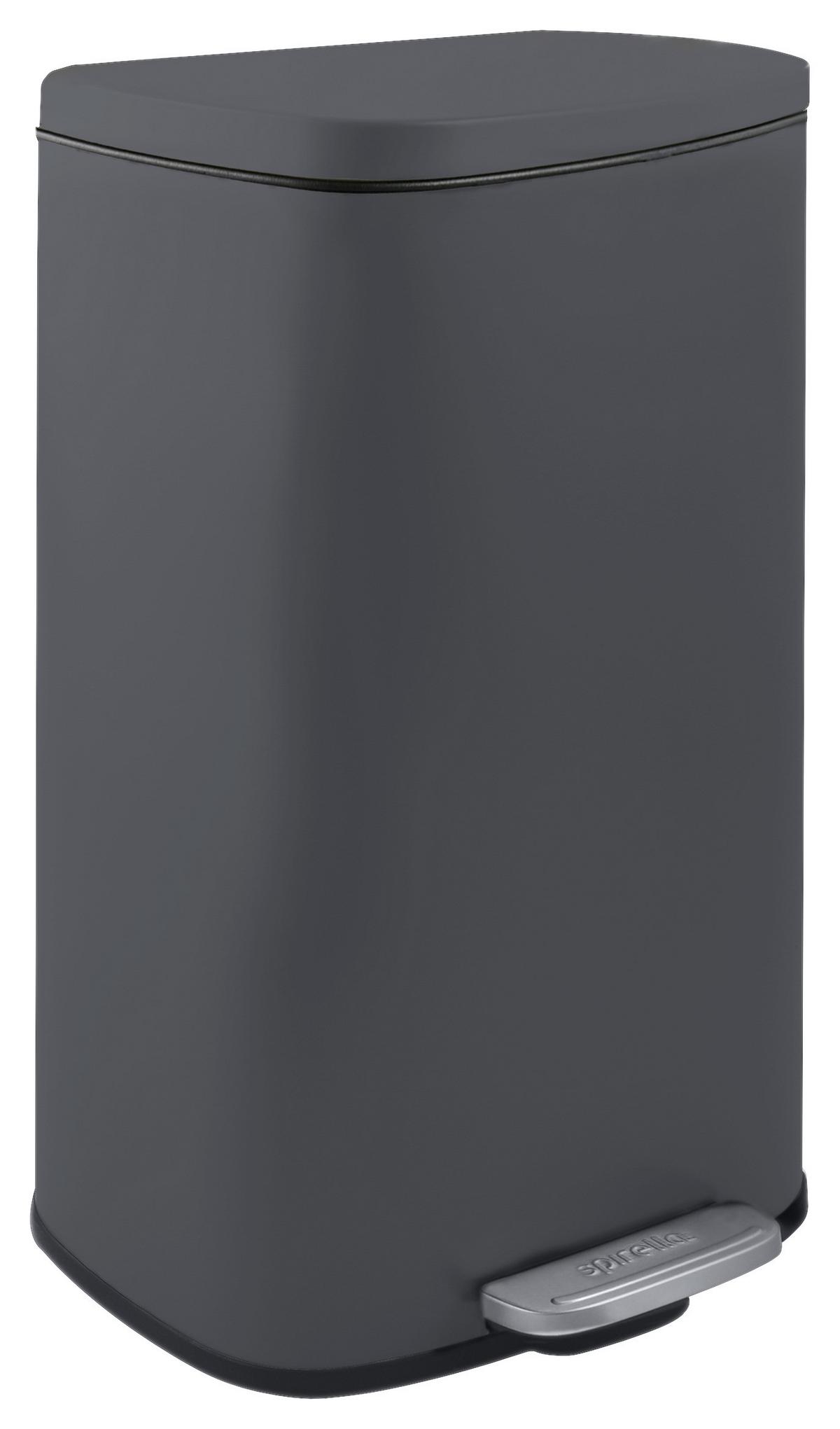 Treteimer Akira Matt-Grey - Dunkelgrau/Schwarz, Basics, Kunststoff/Metall (42,7/29,7/64,3cm) - Spirella