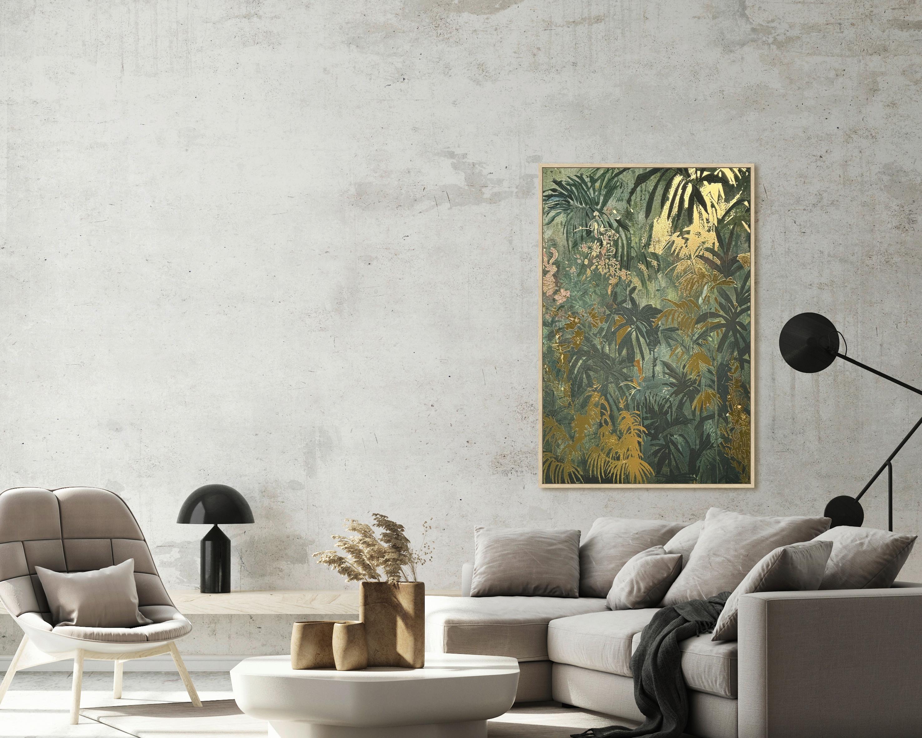 Keilrahmenbild Lotta Grün/Gold/Natur ca. 60x90cm - Goldfarben/Naturfarben, MODERN, Holzwerkstoff/Kunststoff (60/90cm) - Mömax