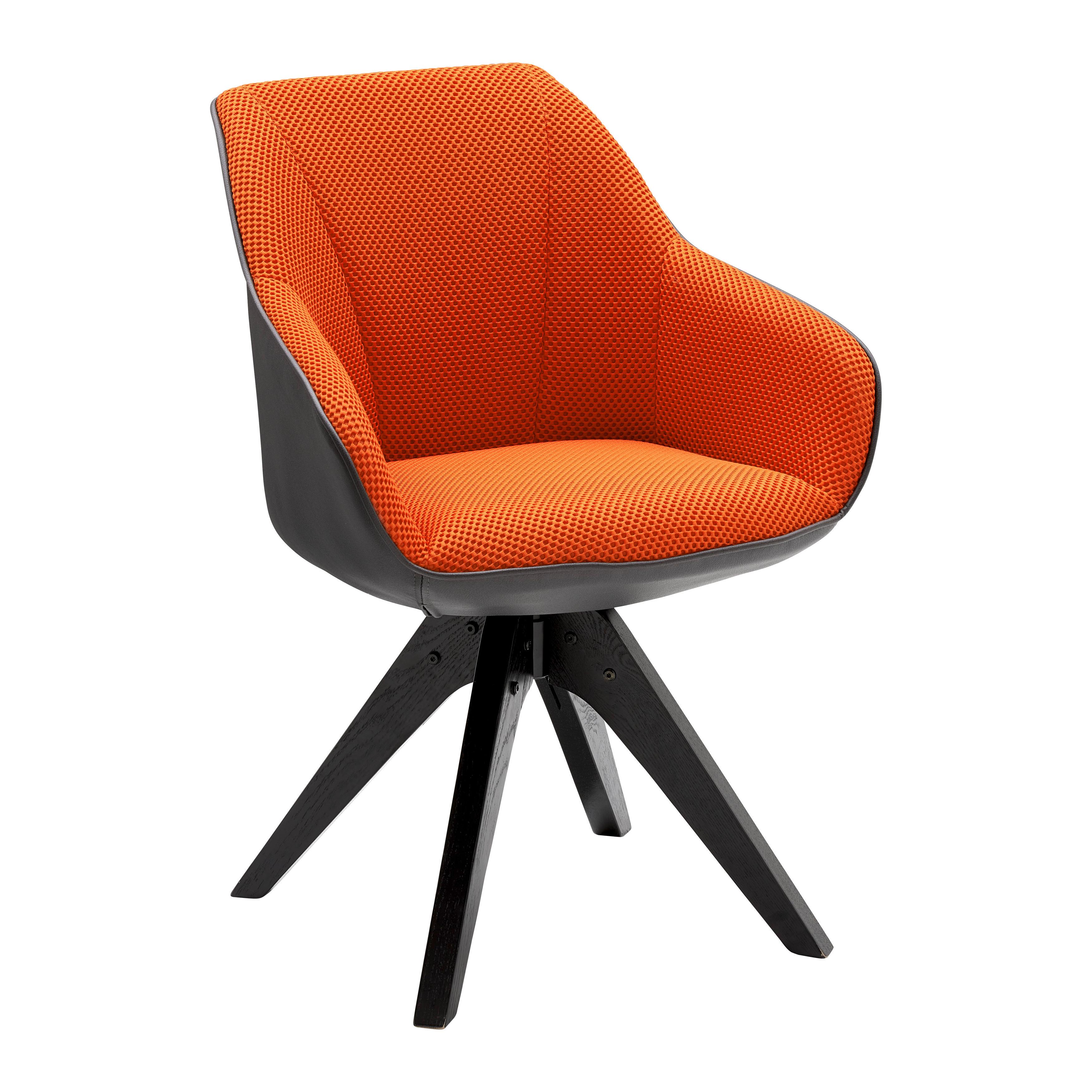 Armlehnstuhl Chill, drehbar Mesh Orange/Schwarz, Lederlook - Schwarz/Orange, MODERN, Holz/Textil (60/83/65cm) - Mömax