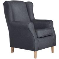 Ohrensessel Lorris Blaugrau Flachgewebe - Buchefarben/Blaugrau, Design, Holz/Textil (77/103/86cm) - Max Winzer
